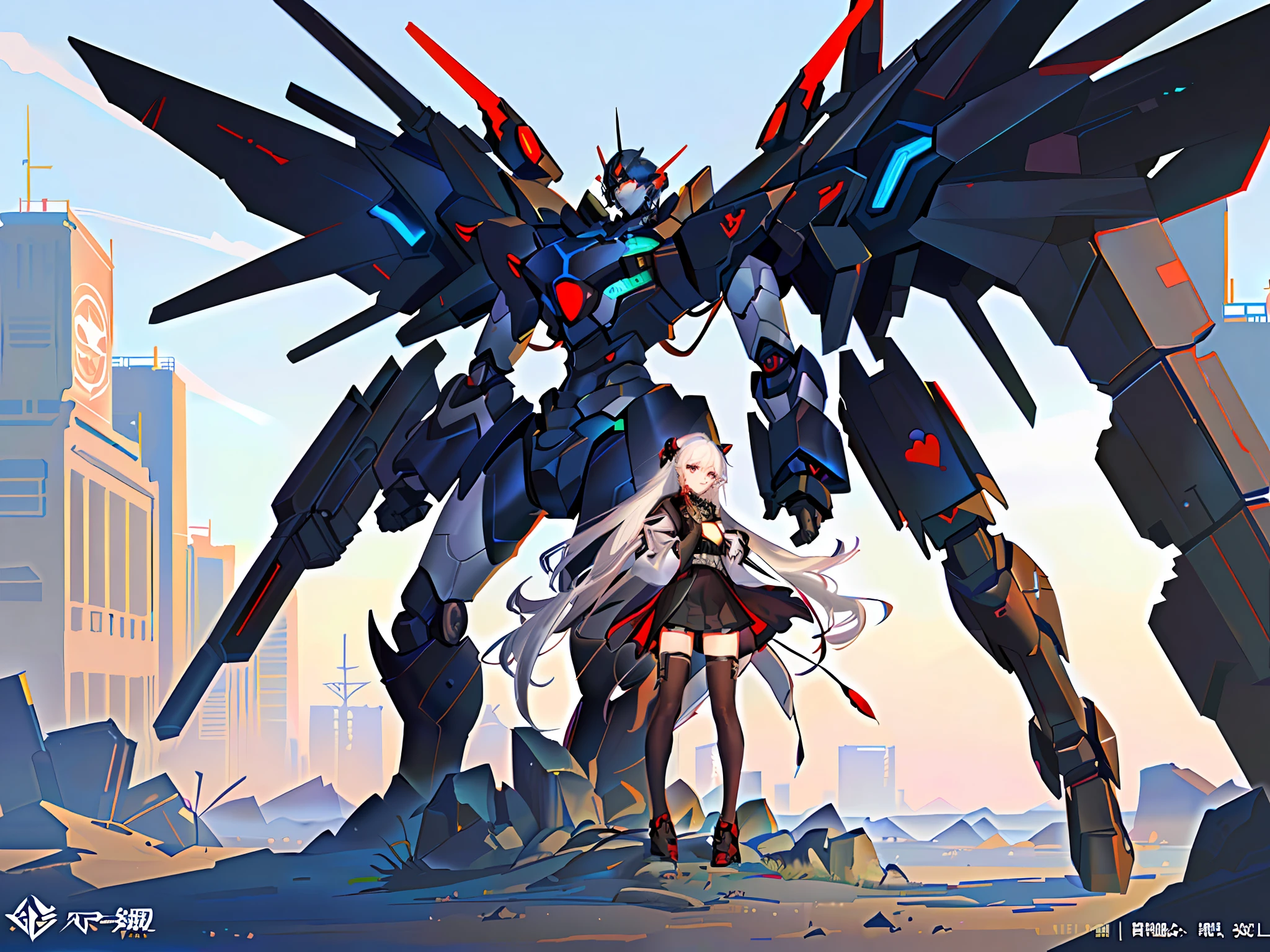 Anime white-haired girl standing next to giant robot,Guweiz style artwork,Cyberpunk anime girl mecha,Trends on CGiStations,guweiz,Russell Dongjun Lu,digital cyberpunk anime art,ross tran 8 k,Guweiz on ArtStation Pixiv ,Mecha network armor girl,spectacular,Master painting