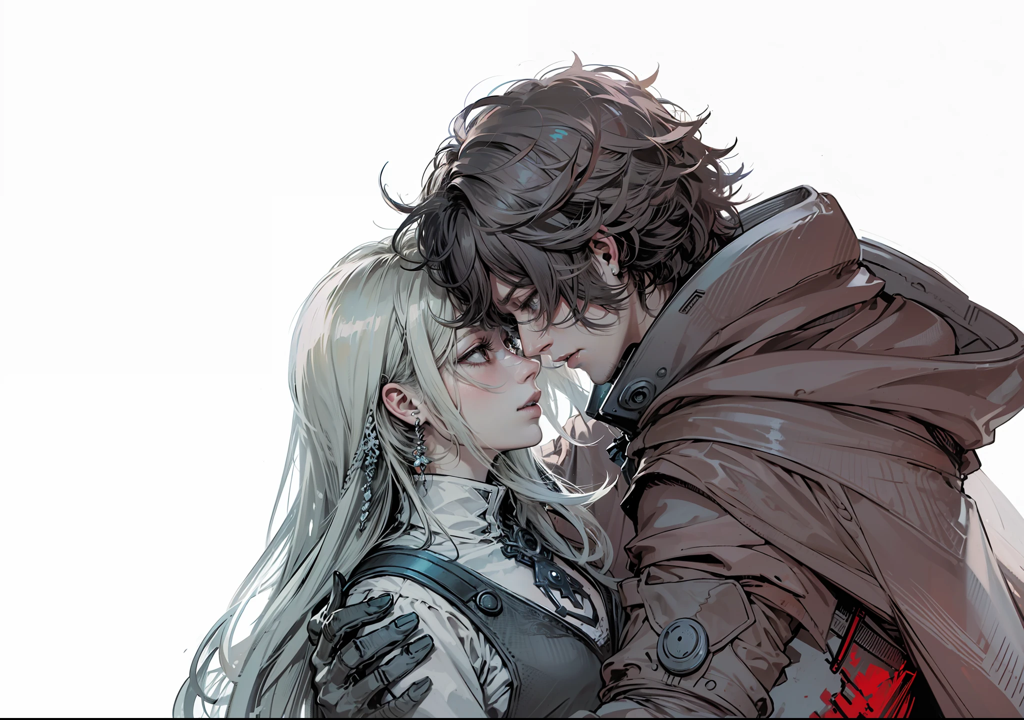 Anime - Imagen de estilo de un hombre y una mujer abrazandose, Arte Zerochan, Caballero y princesa, de final fantasy, Bravely Default II, anime in fantasy style, fanart detallado, Sakimichan y Frank Franzzeta, Fanart de alta calidad, Manga de escenas de castillos, por Kamagurka, Romance de vapor, Corvo Attano, Hidari y Wop, romantic couple