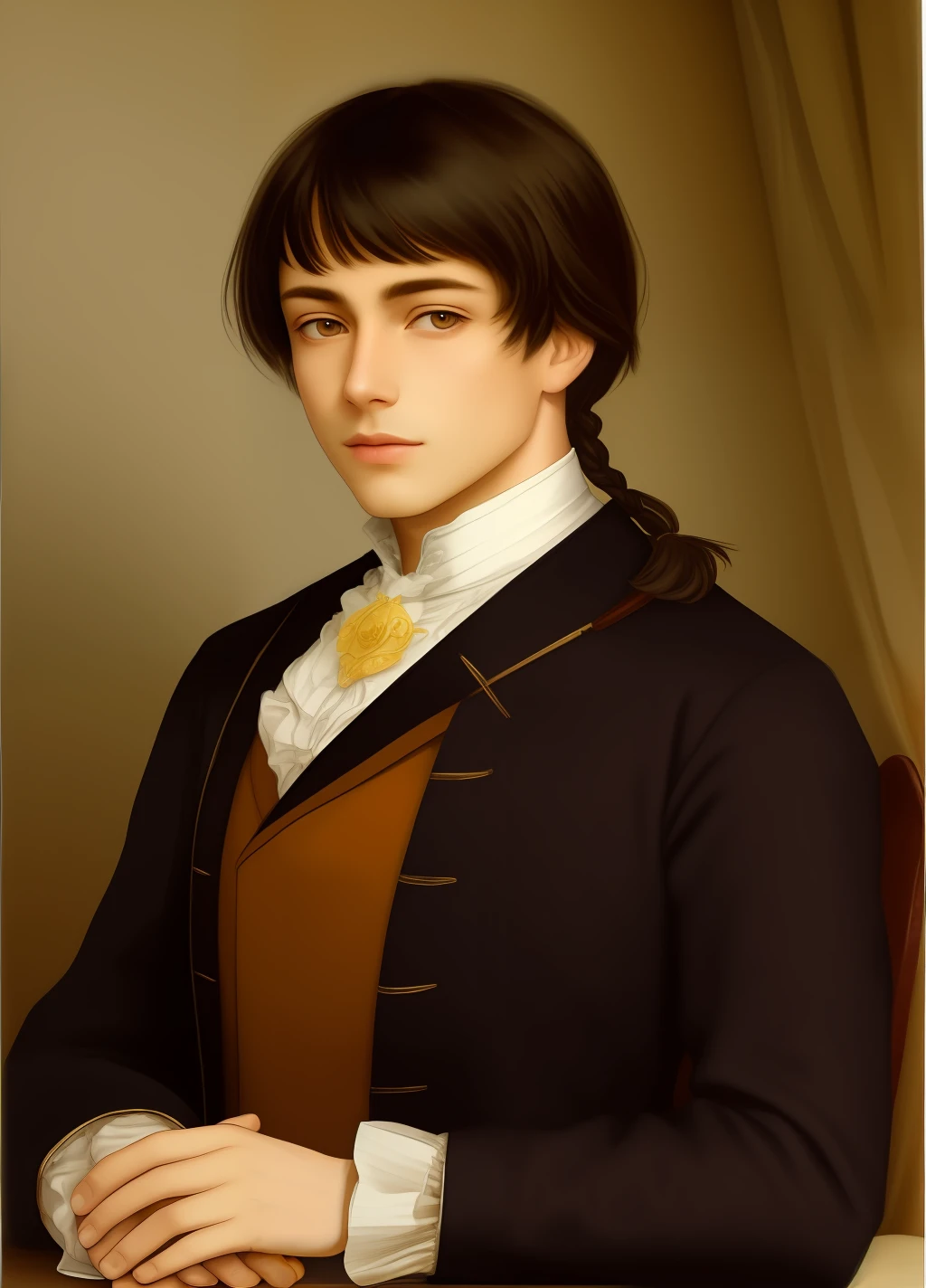 Libido boy，A dark-haired，bob-cut hair，Braid，European aristocrats