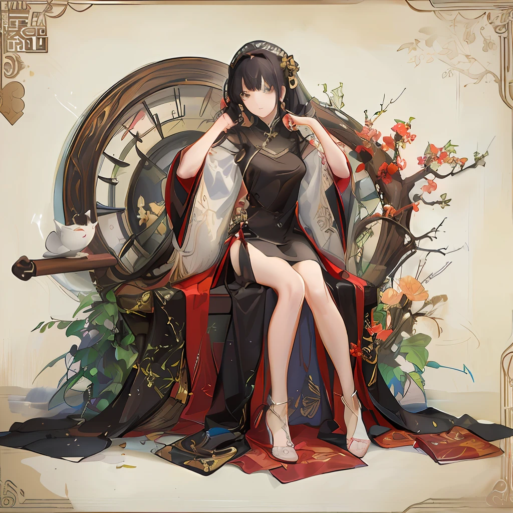 anime poster of a woman in a dress sitting on a chair, concept art by Shinoda Toko, pixiv contest winner, conceptual art, storming, Official artwork, key art, key visual, Official anime artwork, Epic light novel art cover, official poster artwork, Guviz, anime key visual concept art of, trending on cgstation, cushart, promotional art