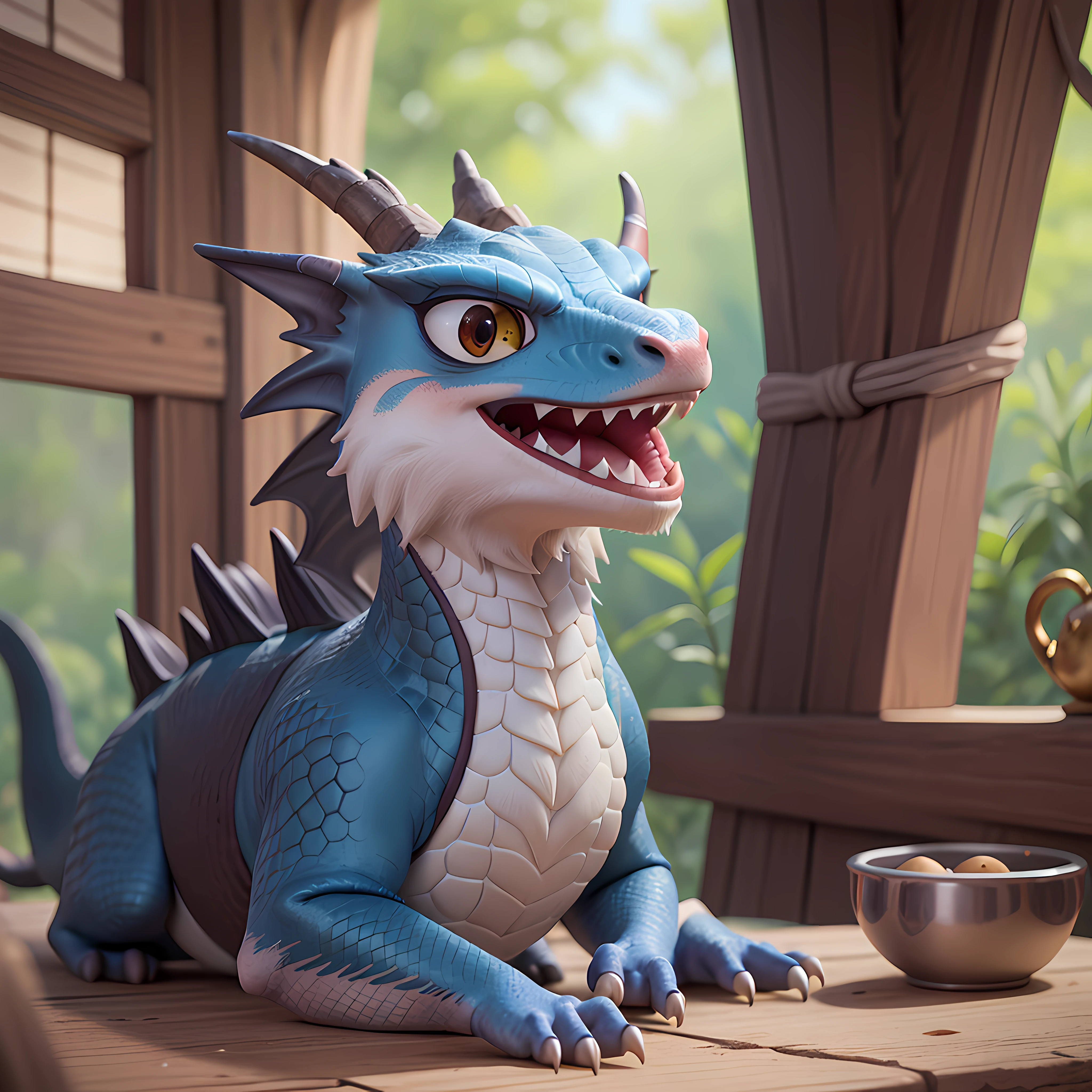 In this charming charcoal sketch-inspired photograph, we witness the heartwarming scene of a friendly dragon in Dinosaur Land during a bright morning. The skilled artist, inspired by the style of Ansel Adams, captures the dragon's joyful expression up close, radiating happiness. The lens size, set at 50mm, allows for a perfect balance of detail and focus. The warm color temperature adds to the coziness, while the artificial light gently illuminates the dragon's scales. The atmosphere is filled with wonder, as if we've stumbled upon a magical moment frozen in time. --v 5 --stylize 1000