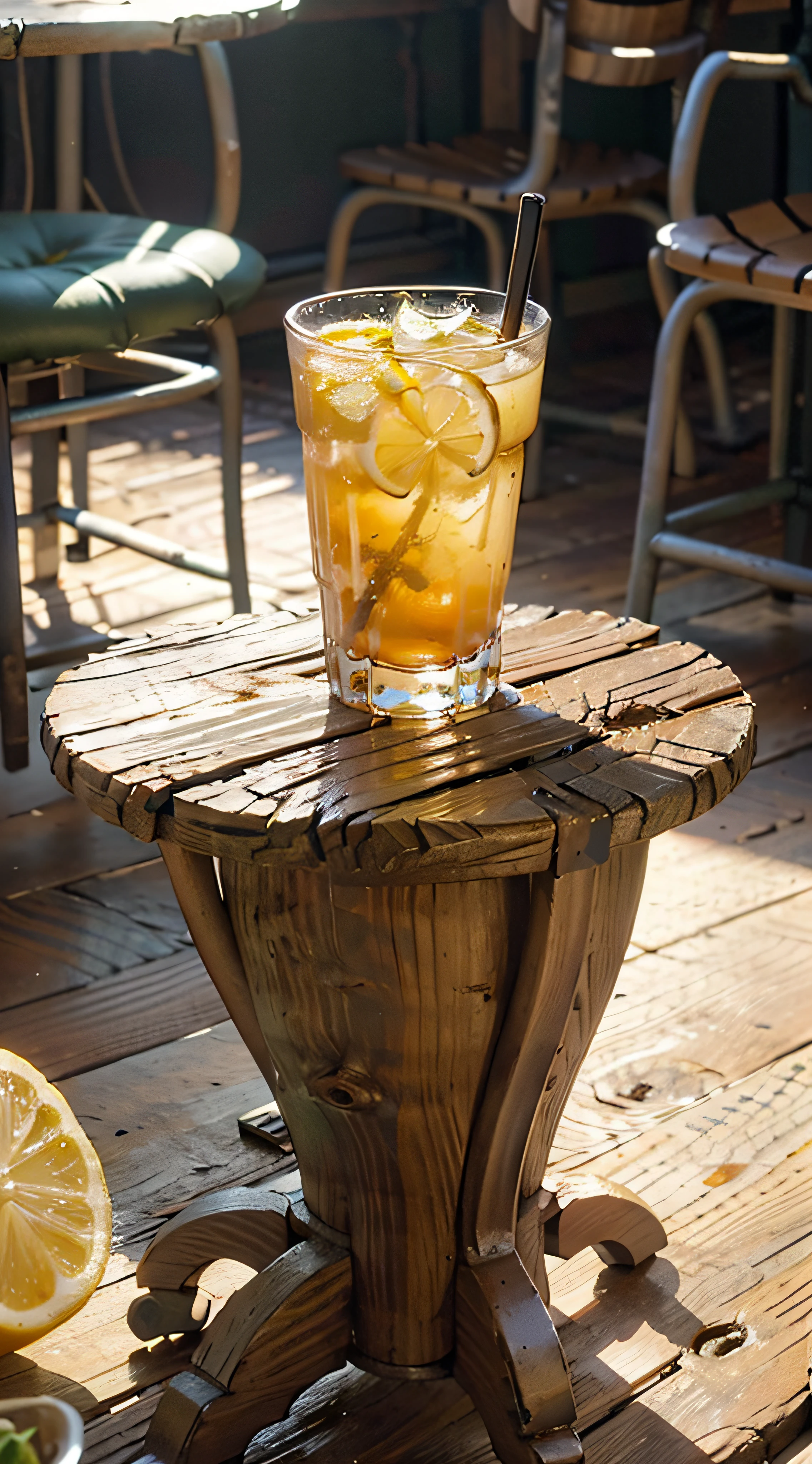 Look up，demi-corps，OriginalPhoto，At the empty table，Drink lemon juice，