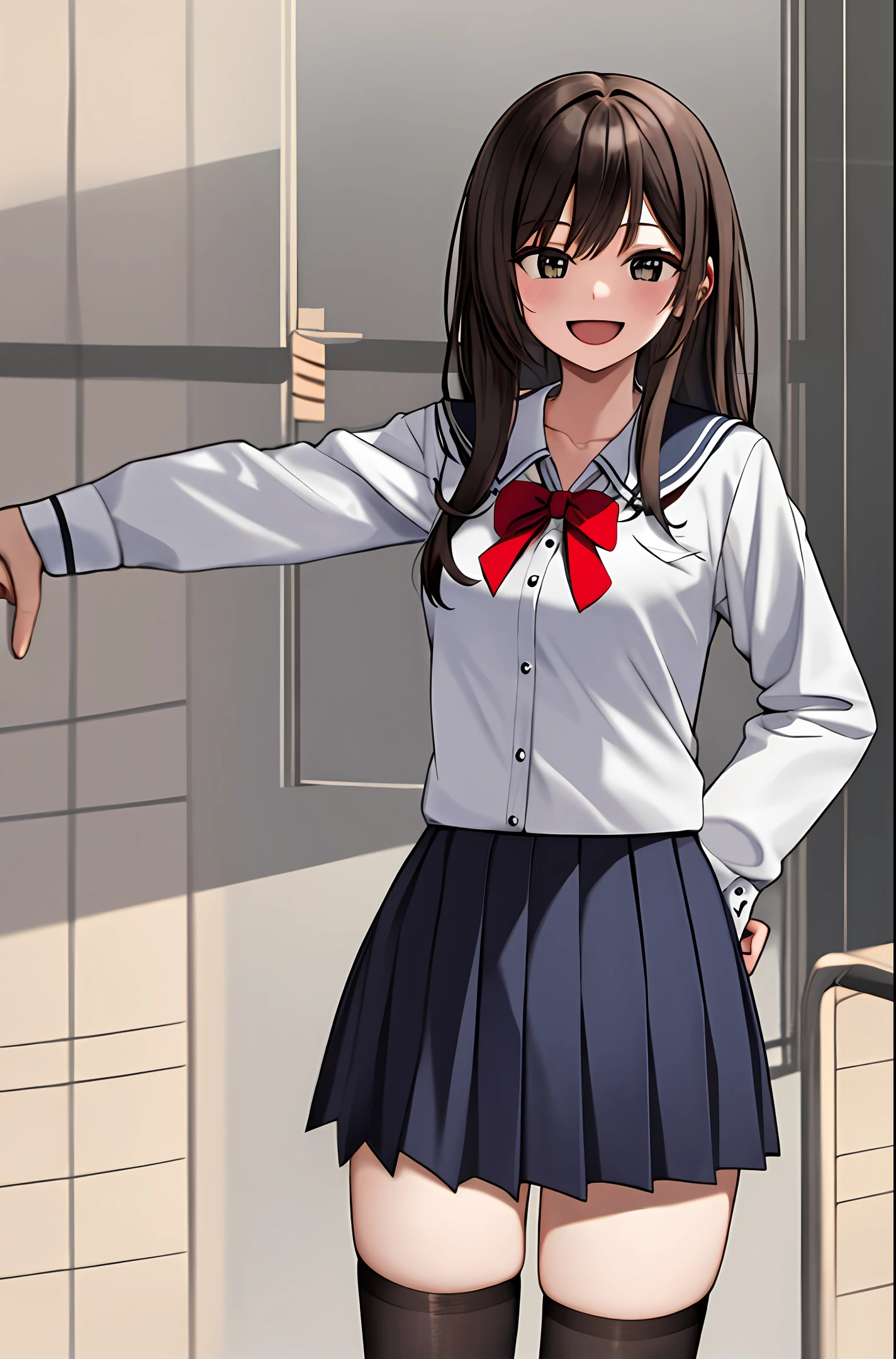 Girl uniform happy