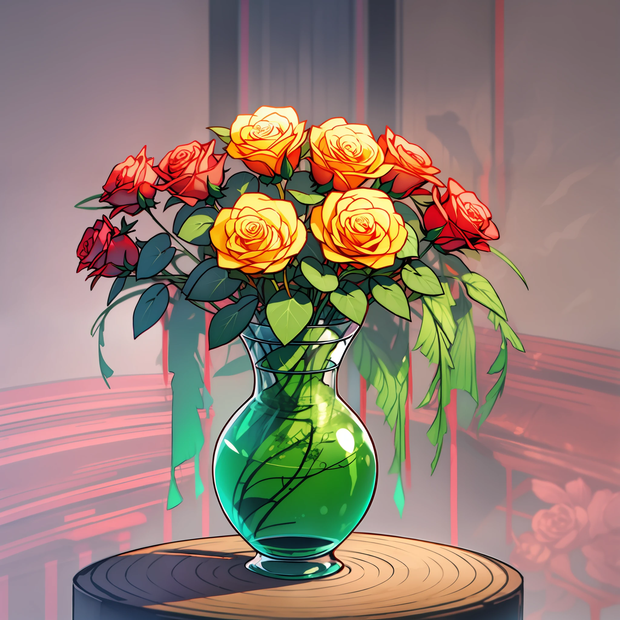 vase of creative roses