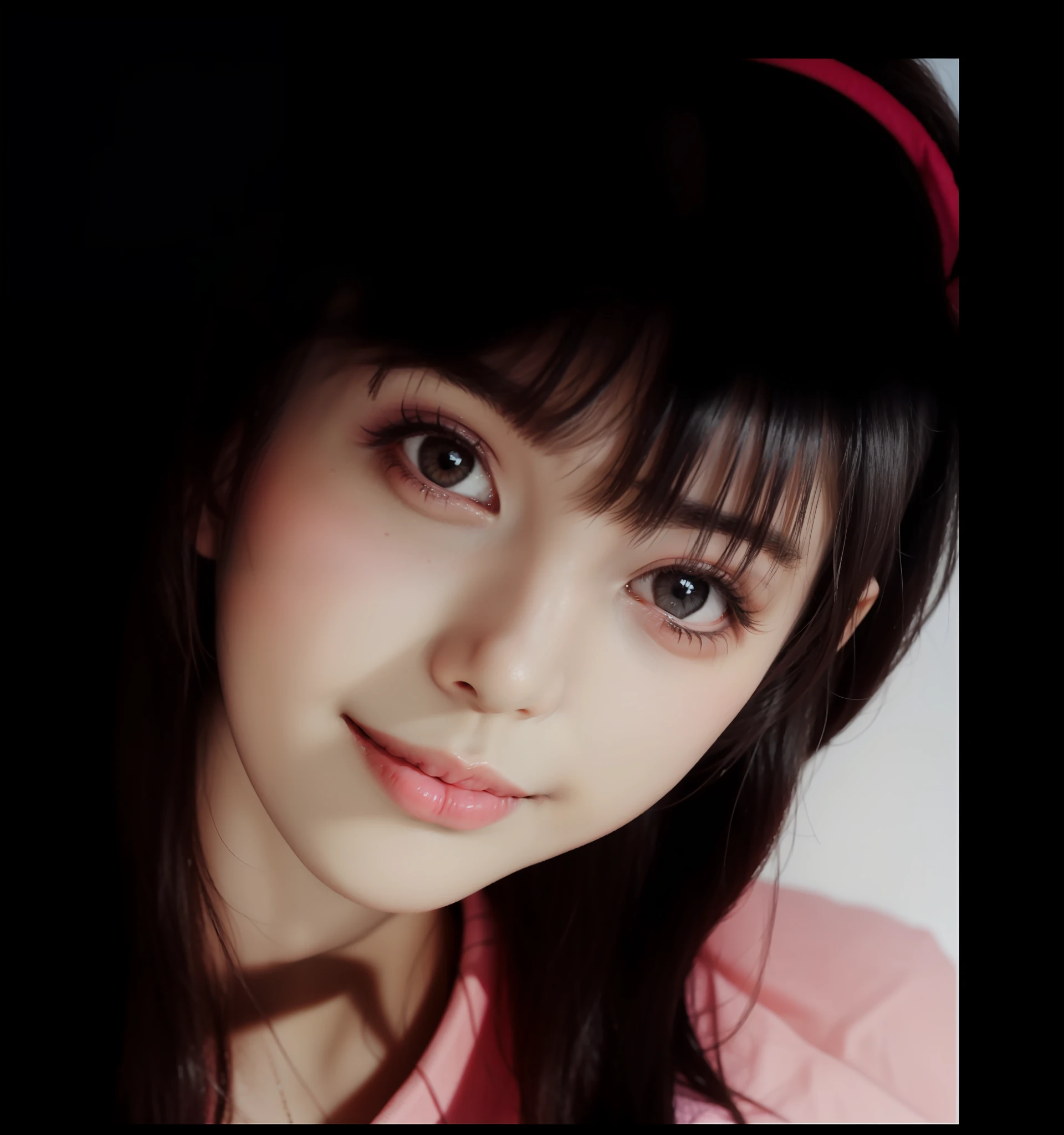 there is a woman with long hair and a pink shirt, hana alisa omer, cute beautiful, alanis guillen, beautiful cute, slight cute smile, cindy avelino, innocent smile, sweet and innocent, potrait, ruan cute vtuber, real ungine, she is about 1 6 years old, sweet smile, of an beautiful angel girl