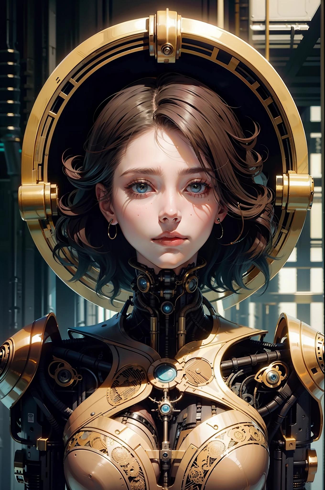 highly detailed beautiful organic molding, art nouveau, sharp focus, dynamic lighting, elegant harmony, beauty, evolution to robot , full face human cyberpunk, white and red,