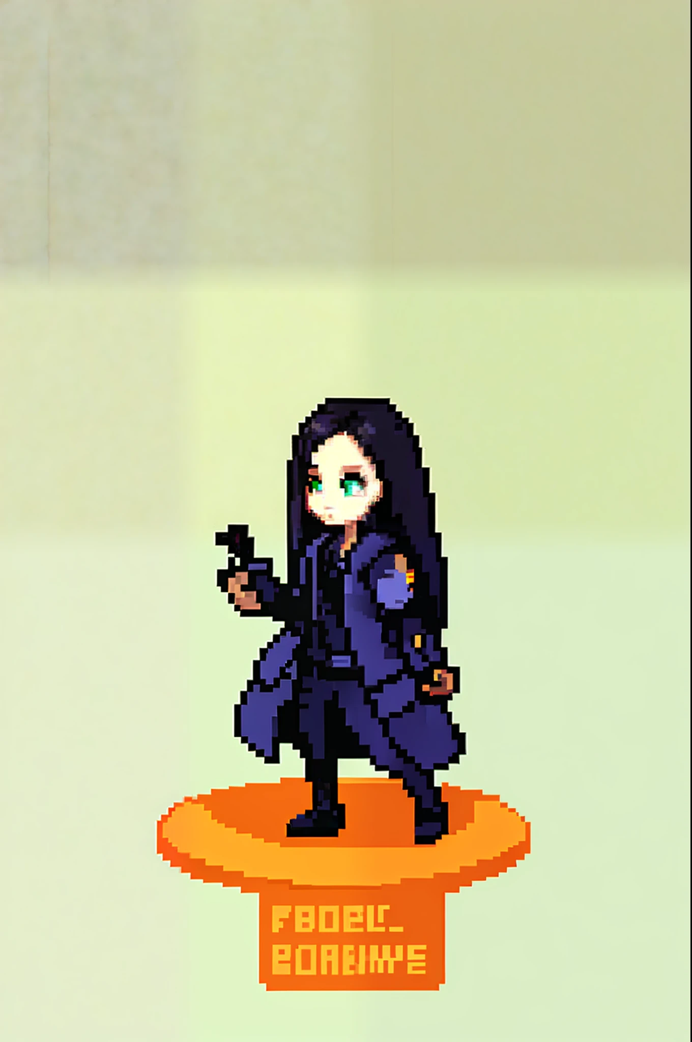 Orange coat, Girly, handcannon, Green eyes, Black hair