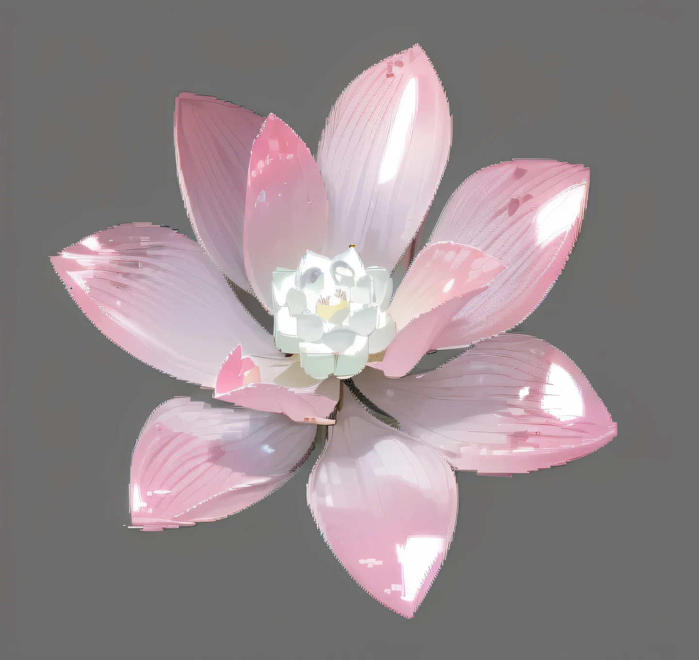 There is a pink flower,There is a white center on a gray background, Lotus, pink lotus queen, 6 0's, lotus flower, orchid made of mother of pearl, flower, 1 / 8 0 seconds, large opaque blossoms, pink flower, 8 4 mm, 84mm, 6 0 s, 60's, 88mm, 85 mm