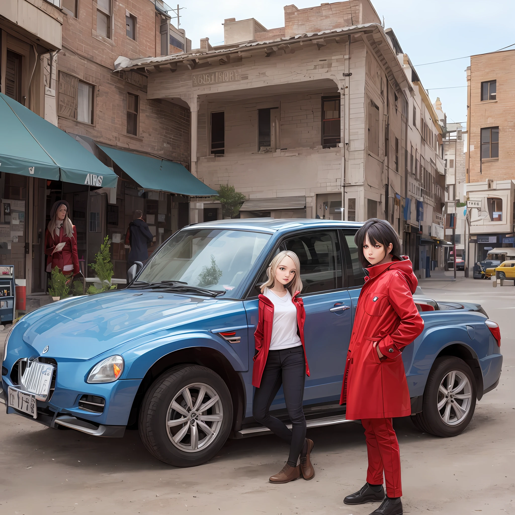 A desert,Building,Redcoat,folding fan,Fair-skinned beauty --auto