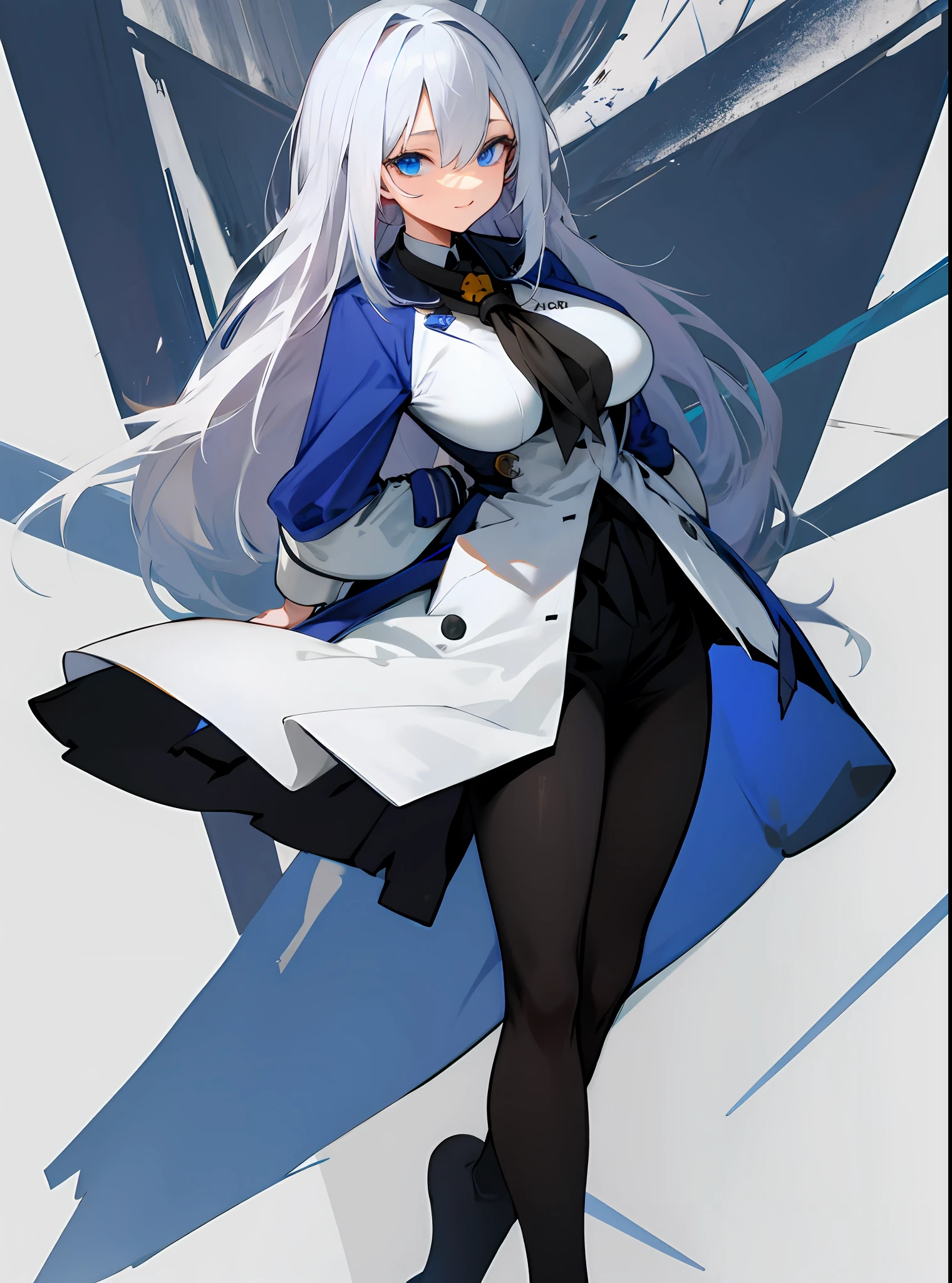White hair,Black tights,schoolgirls,eBlue eyes,A high resolution,Long hair,One guy,Bigger breasts