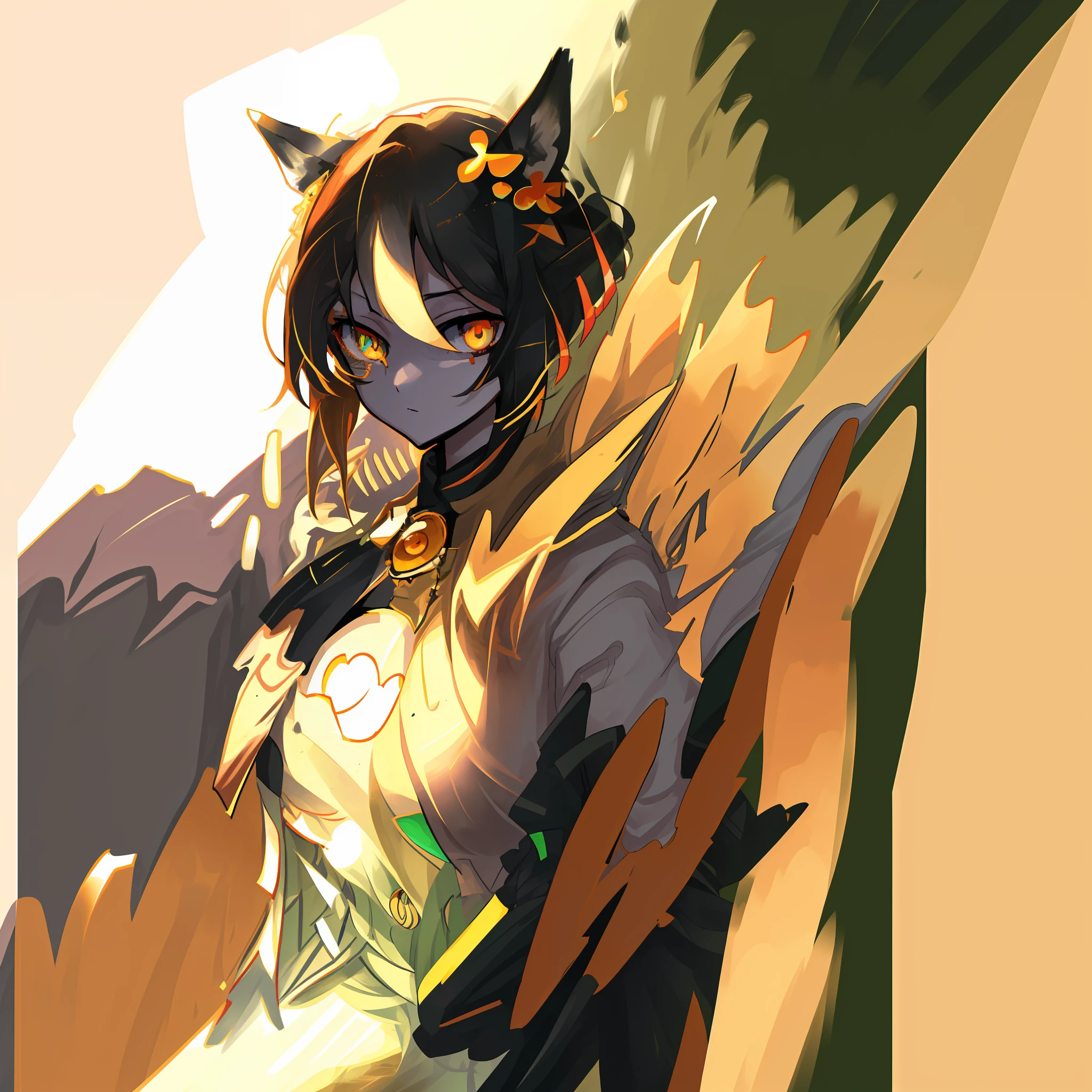 anime big breast,illustration,anime artsyle,whaite hair,Golden eyes,Fox Ear Girl,high definition resolution,Bright eyes,full of vigor