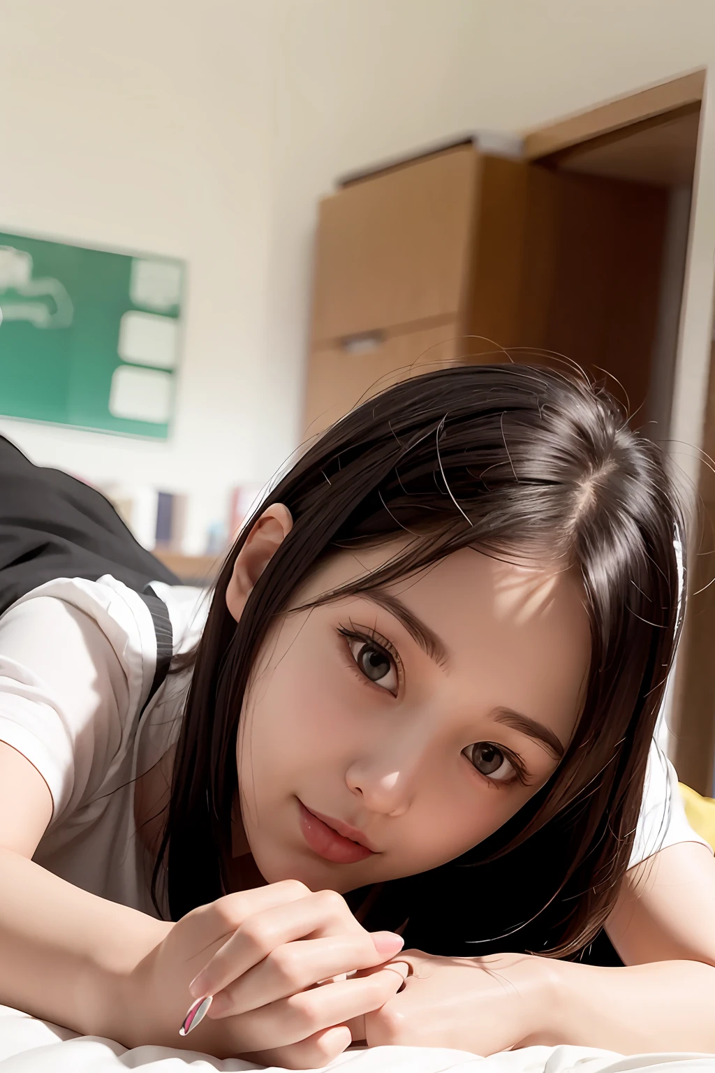 age 22,schoolgirls,lay on bed,Body