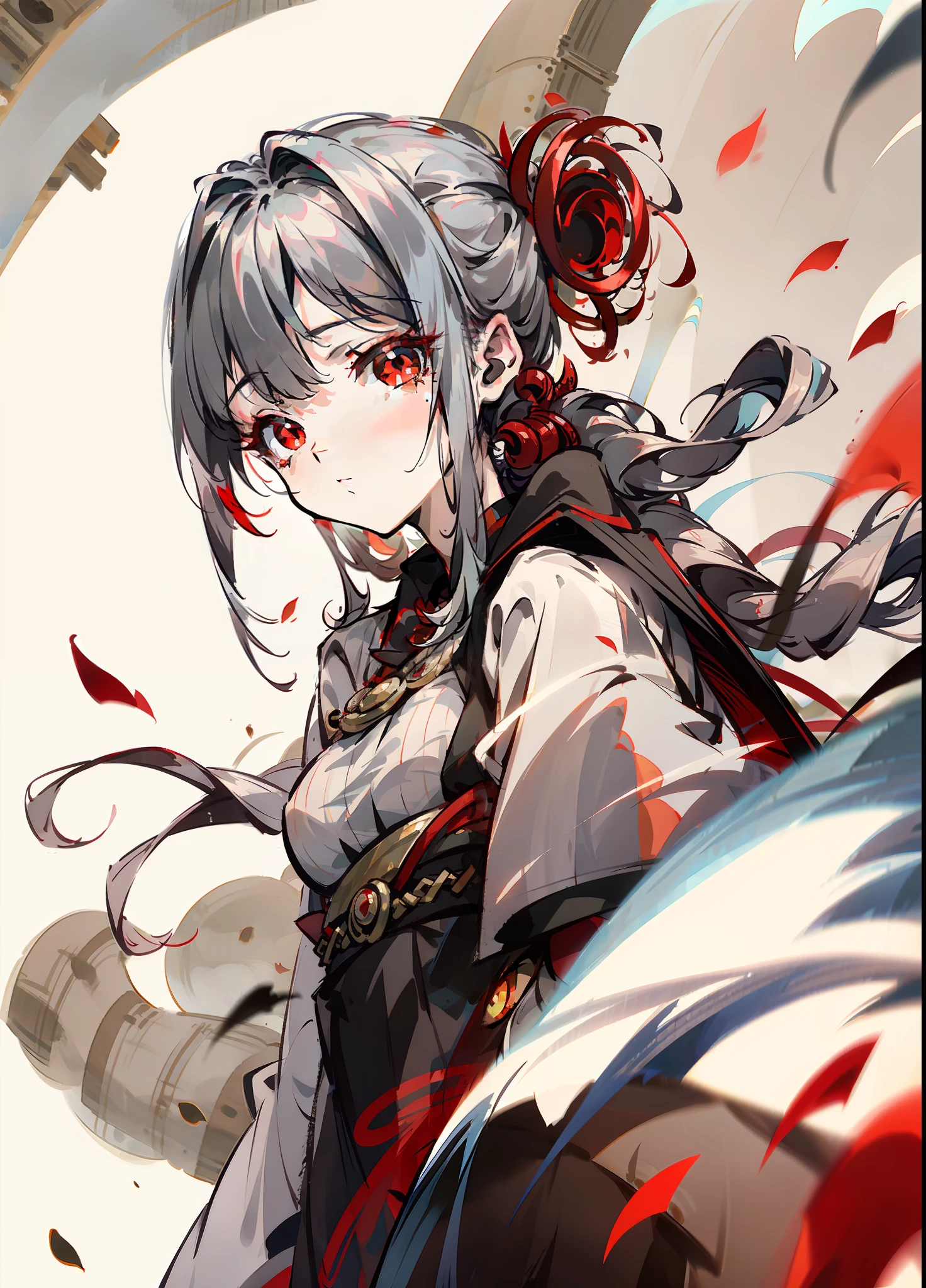Silvery hair，Red eyes，ancient wind