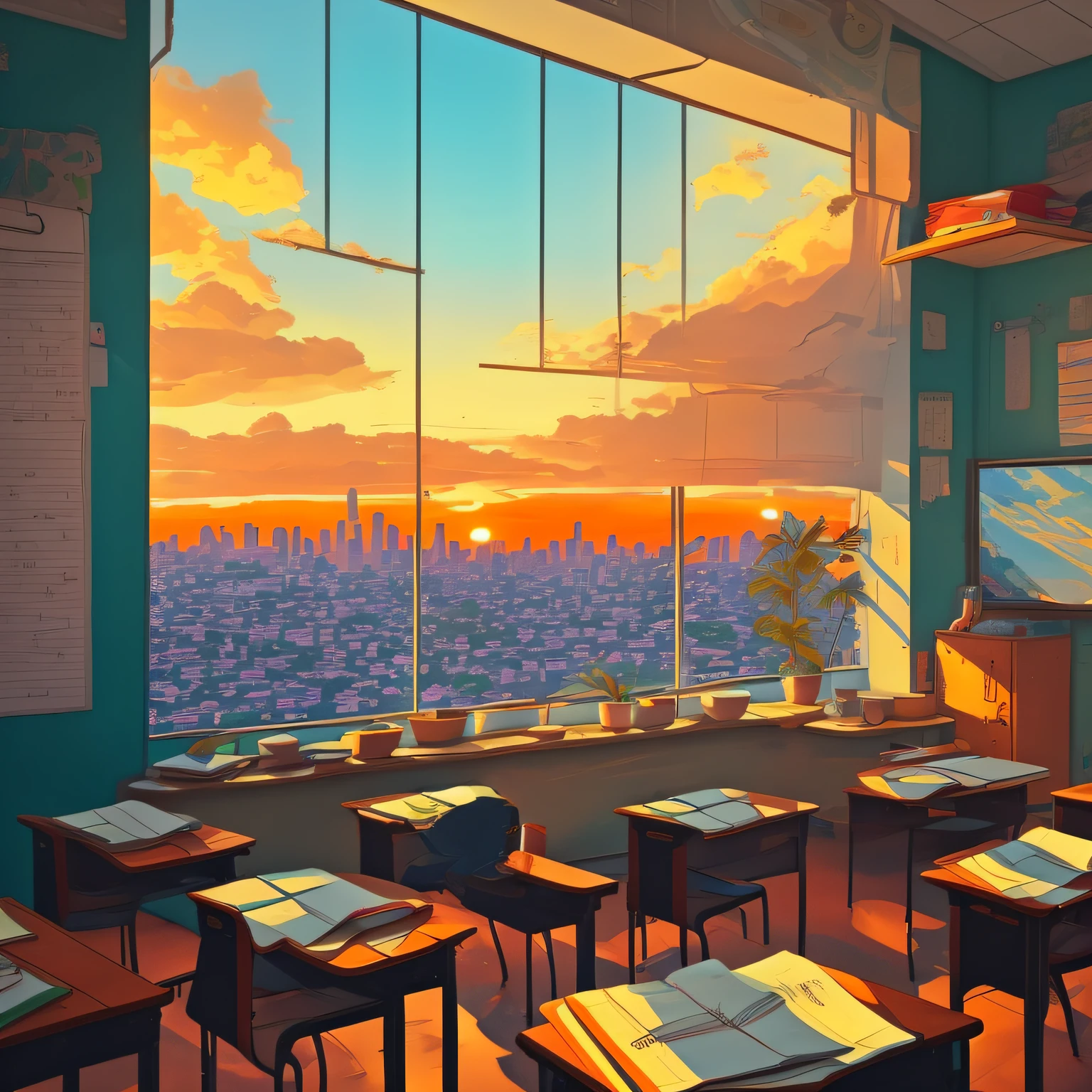‎Classroom，pupils，Class，slack off，Go to bed，high-school，the setting sun，Last lesson，Look out the window --auto
