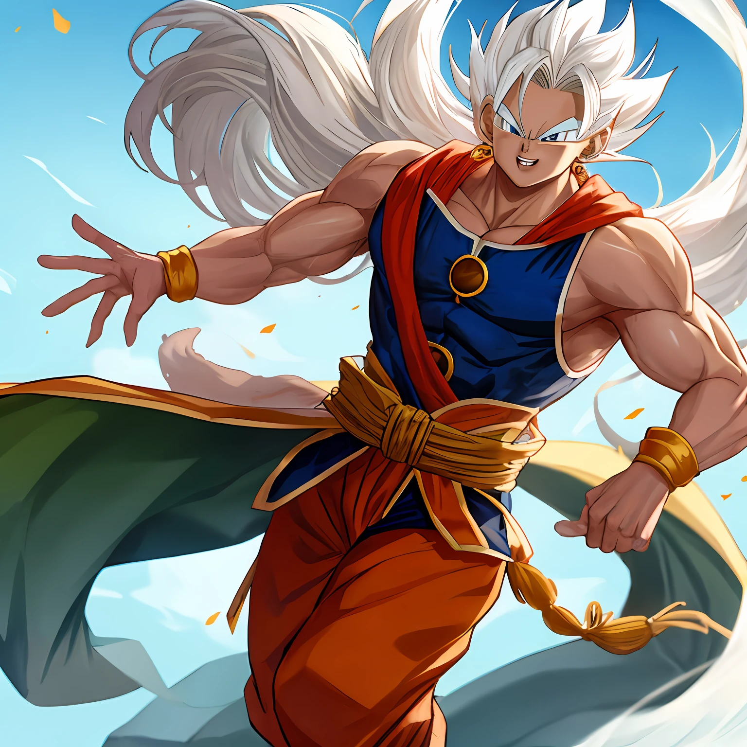 The Monkey King in Dragon Ball,white color hair