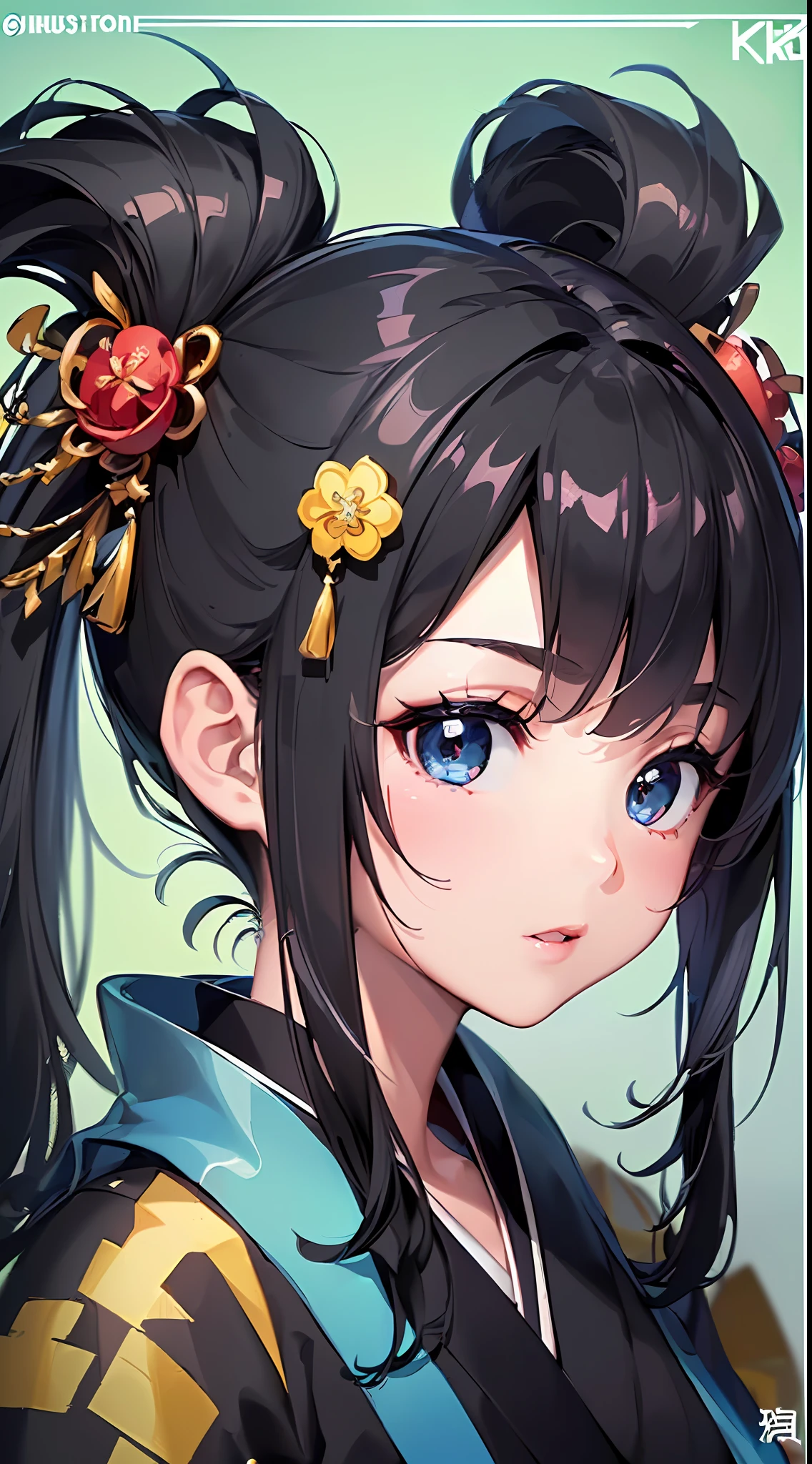 「(8k wallpaper:1.5)、(high-level image quality:1.3)、(ukiyoe painting:1.2)、(Townscape Plum Lanterns Lanterns Alleys Japanese Style:1.1)、(Girl Anime Black Hair Decorative Hair Kimono:1.3)」