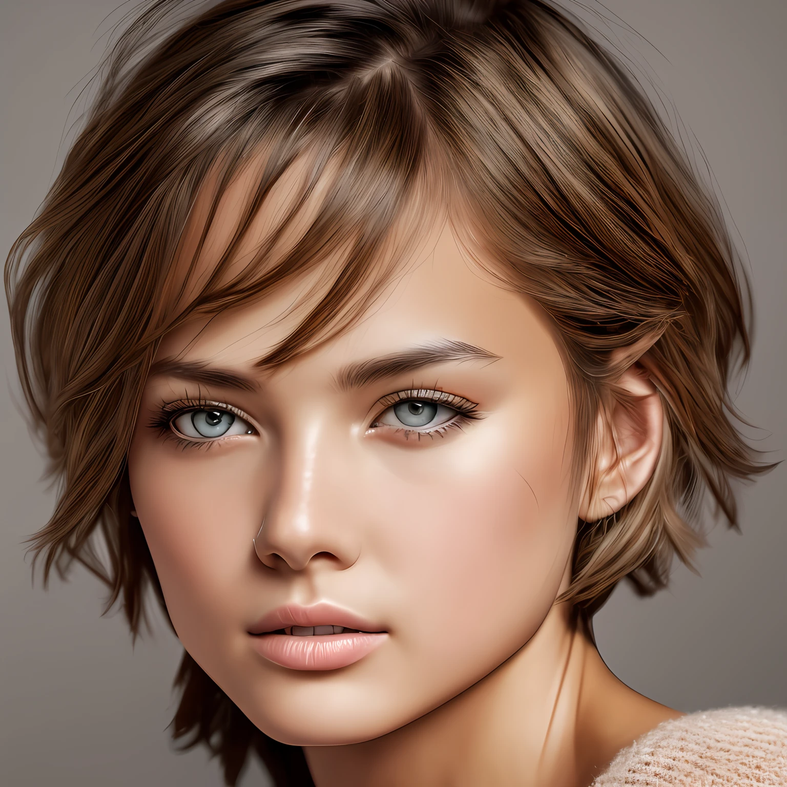 (masuter piece:1.3)、(8k、Hphotorealistic、RAW Photography、beste-Qualit: 1.4)、(1girl)、A beautiful face、(lifelike face)、(A dark-haired、short-hair:1.3)、Beautiful hairstyle、realisticeyes、Beautiful details、(real-looking-skin)、Beautiful skins、(Sweaters)、absurderes、enticing、The ultra-Highres、A hyper-realistic、high-detail、the golden ratio、pupils --auto