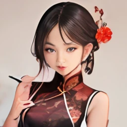 femele,oriental face,on cheongsam --auto