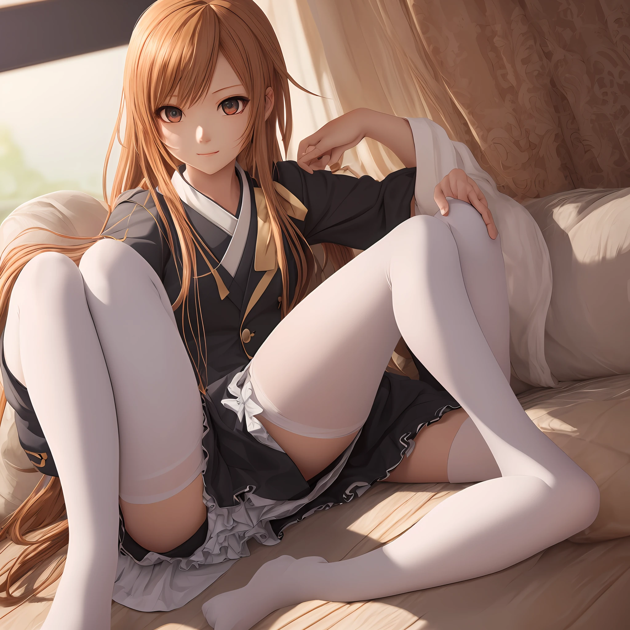 Fair and beautiful girl, very detailed eyes and faces, Beautiful detailed eyes, absurderes, unbelievable Ridiculous,, ultra detali, A high resolution, 非常详细，best qualtiy，tmasterpiece，kemomimi，((Japanes girl' high school uniform))，illustratio，非常详细，CG，unified，8k 壁纸，Amazing，finely detailled，tmasterpiece，best qualtiy，非常详细的 CG unified 8k 壁纸，light in face，cinmatic lighting, 1girll, ,((pantyless))，(((dynamicposes)))，(Camel toes)，(A half body)，((Pantyhose white stockings))，((Sit with your knees folded)) a close up of a woman in a black and white dress, Guviz-style artwork, photorealistic anime girl rendering, Realistic anime 3 d style, 3 d anime realistic, trending on cgstation, photorealistic anime, anime styled 3d, Guviz, Smooth anime CG art, Realistic young anime girl, render of a cute 3d anime girl --auto