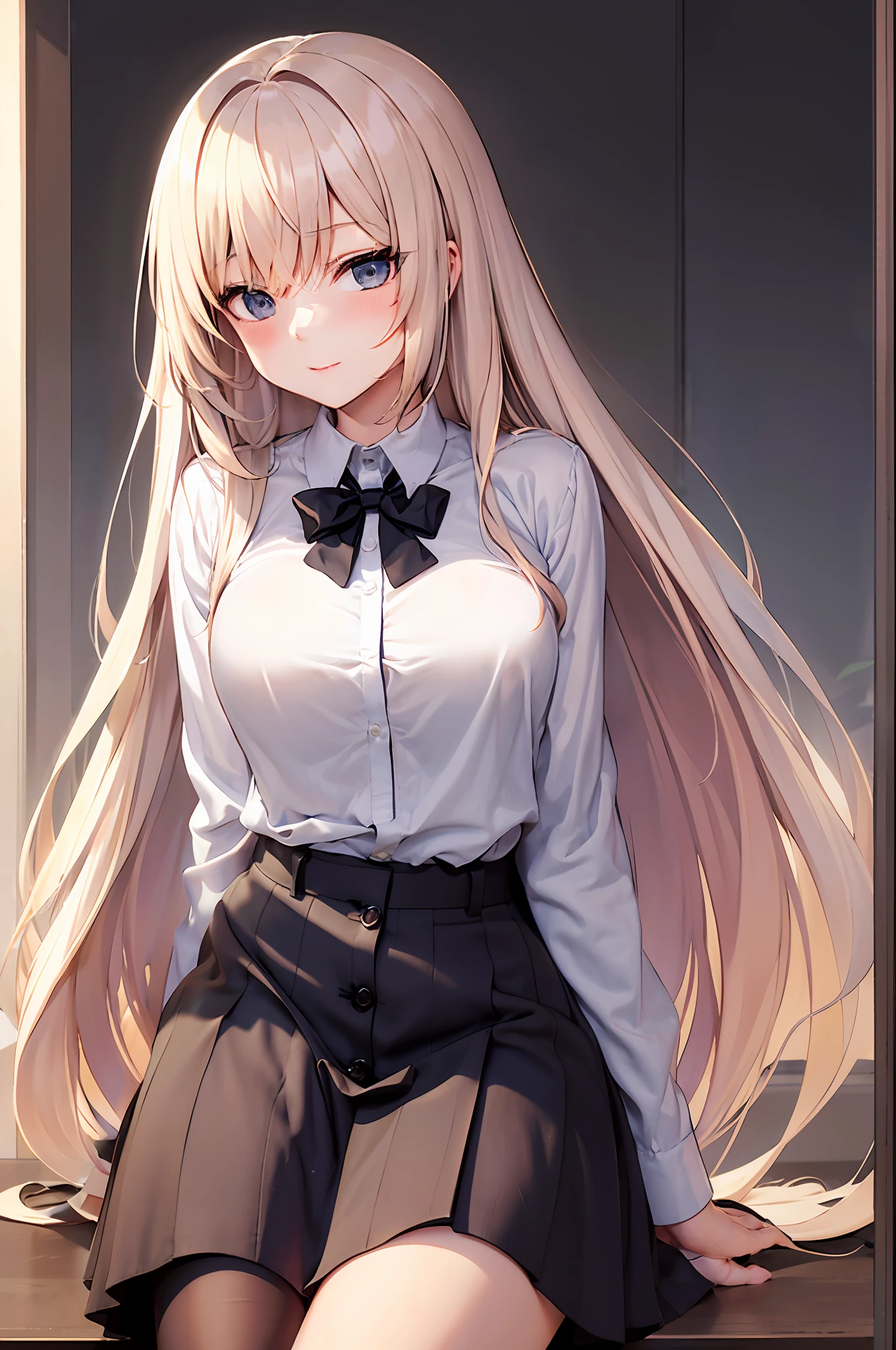 Cocked ass to the white-haired schoolgirl leaning against the window