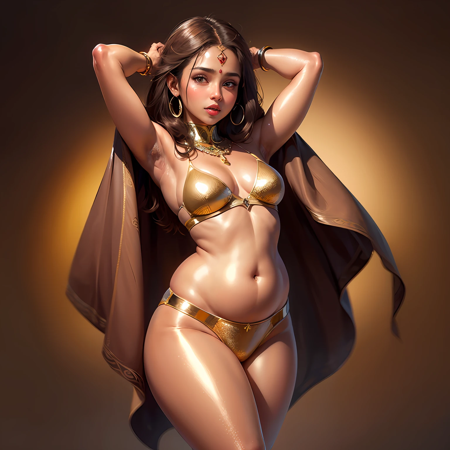 (20 years old), (arabian girl:1.5) perfect face, (chubby:1.5) child in saree perfect full HDR body exposed midriff highleg flat chest curvy indian armpits bellydancer 8k high res knees ankles , royal skimpy underwear, cleavage (shiny skin:1.8) depth of field (brown skin:1.9) (arabian background:1.5) (armpits:1.6) (arms up:1.3) red theme