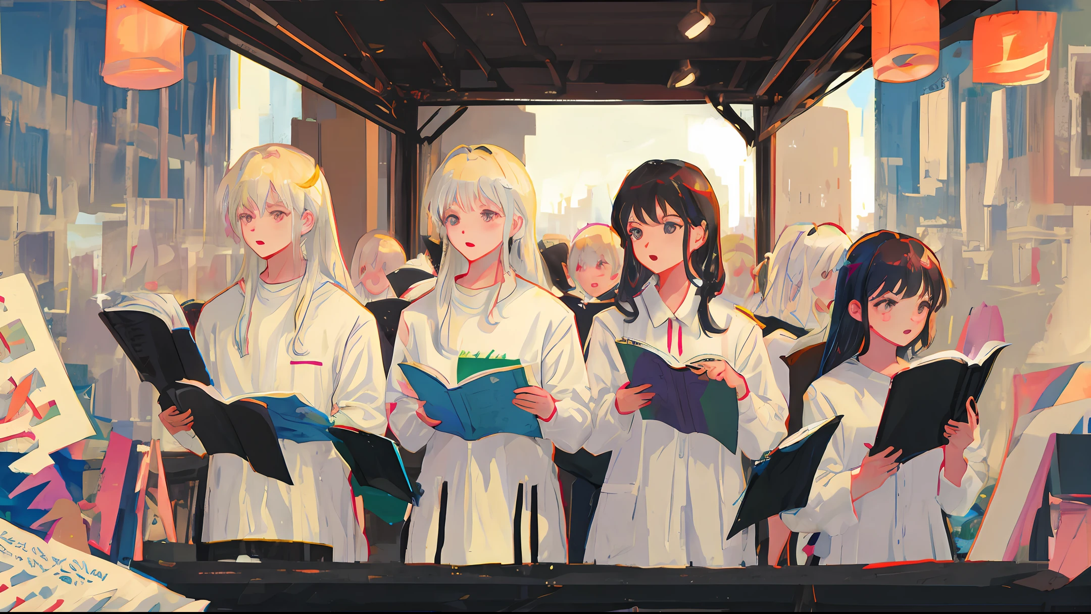 Choir in white clothes