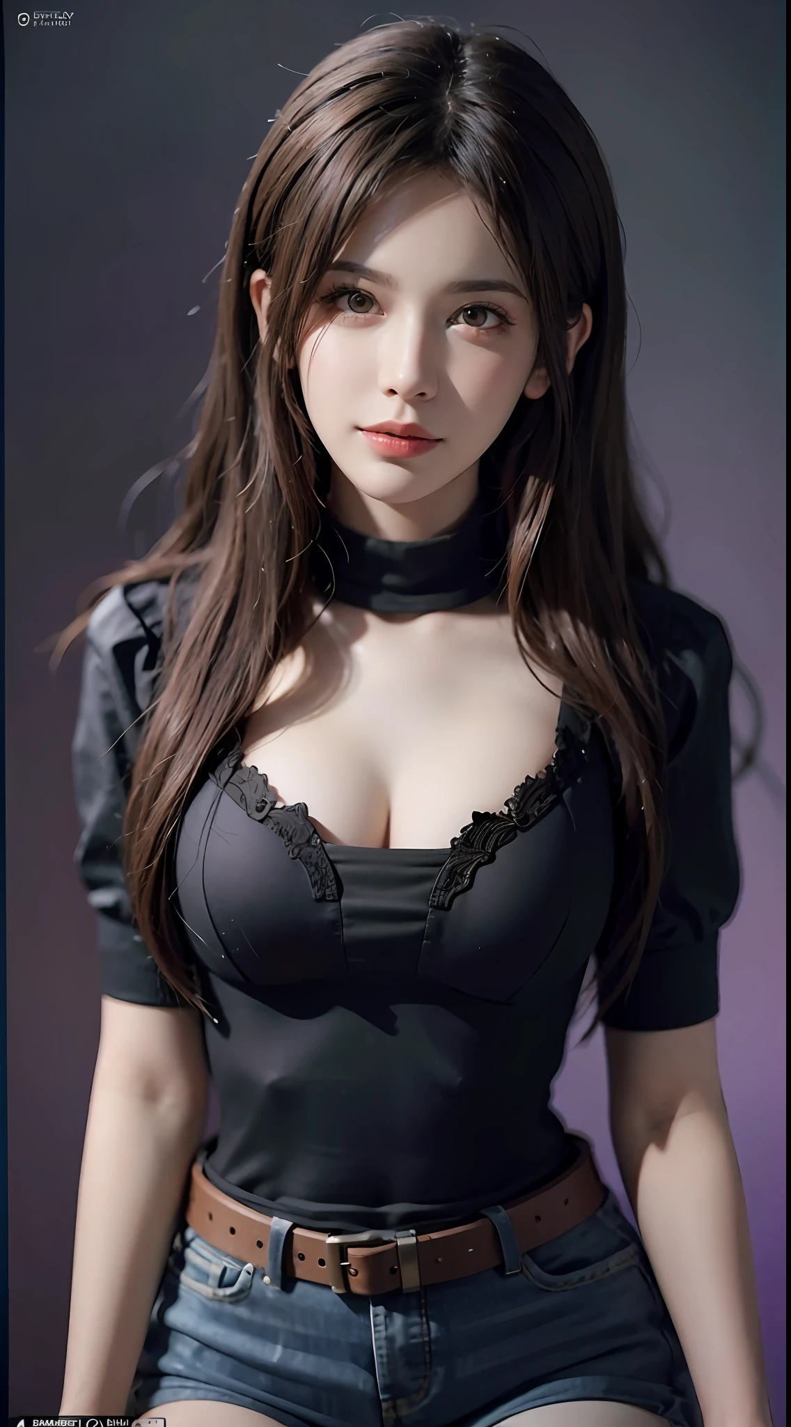 (Front Focus), (In the Dark: 1.6), Surrealistic Female Portraits by David Hockney and Alphonse Mucha, Fantasy Art, Photo Realism, Dynamic Lighting, ArtStation, Poster, Volumetric Lighting, Very Detailed Faces, 4 K, Pantyhose, Shorts, 1girl, In the Dark, Deep Shadow, Low Key, Cowboy Shot, (Official Uniform: 1.4), Long Hair, Gray Hair,