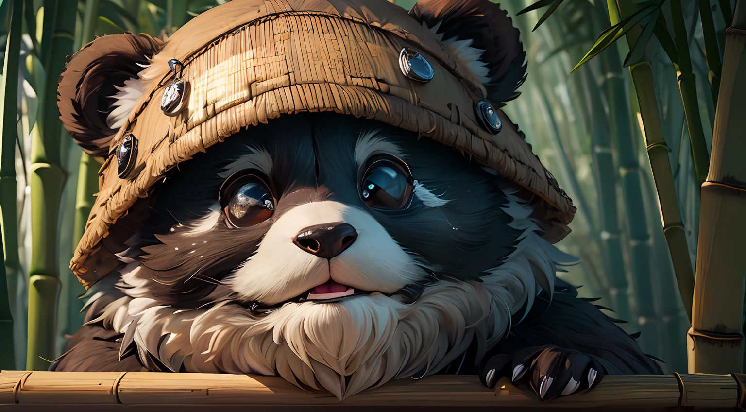 ((best qualtiy)), ((tmasterpiece)), (the detail),((Anthropomorphic illustration)), Chinese giant panda,Cute panda,Hyper-realistic,Detailed,Natural lighting,Clean background,C4D,Dreamy,coldcolor,Bamboo background --auto