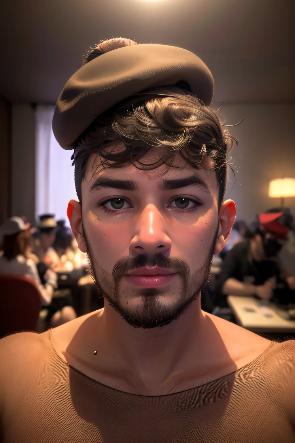 halo, tokin hat, mini top hat, beret, nurse cap, hood, tiara, crown, Surrealism, Color Field painting, Art Deco, rococo style, chiaroscuro, depth of field, cinematic lighting, motion blur, chromatic aberration, inside a cup, com uma redoma a seu redor
