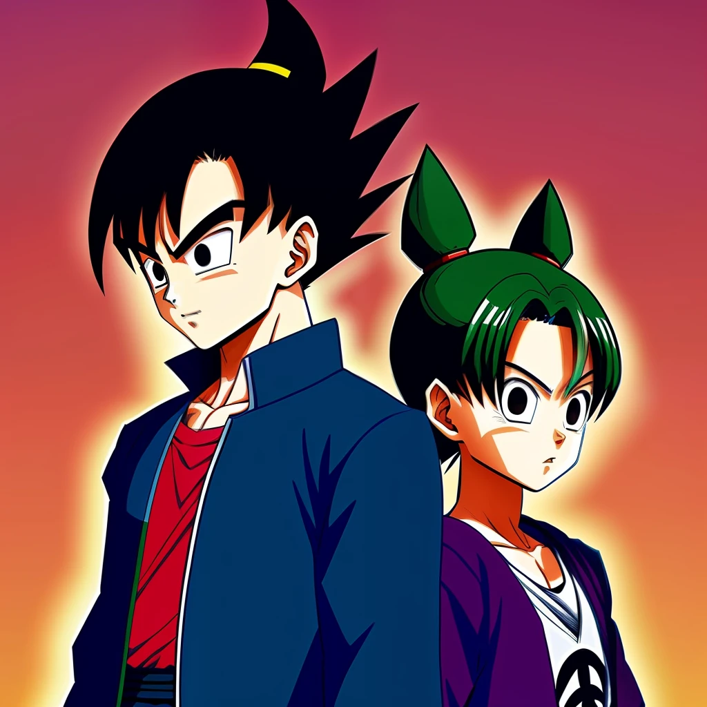japanese manga《Dragon Ball》The Monkey King,Wear modern fashion outfits。