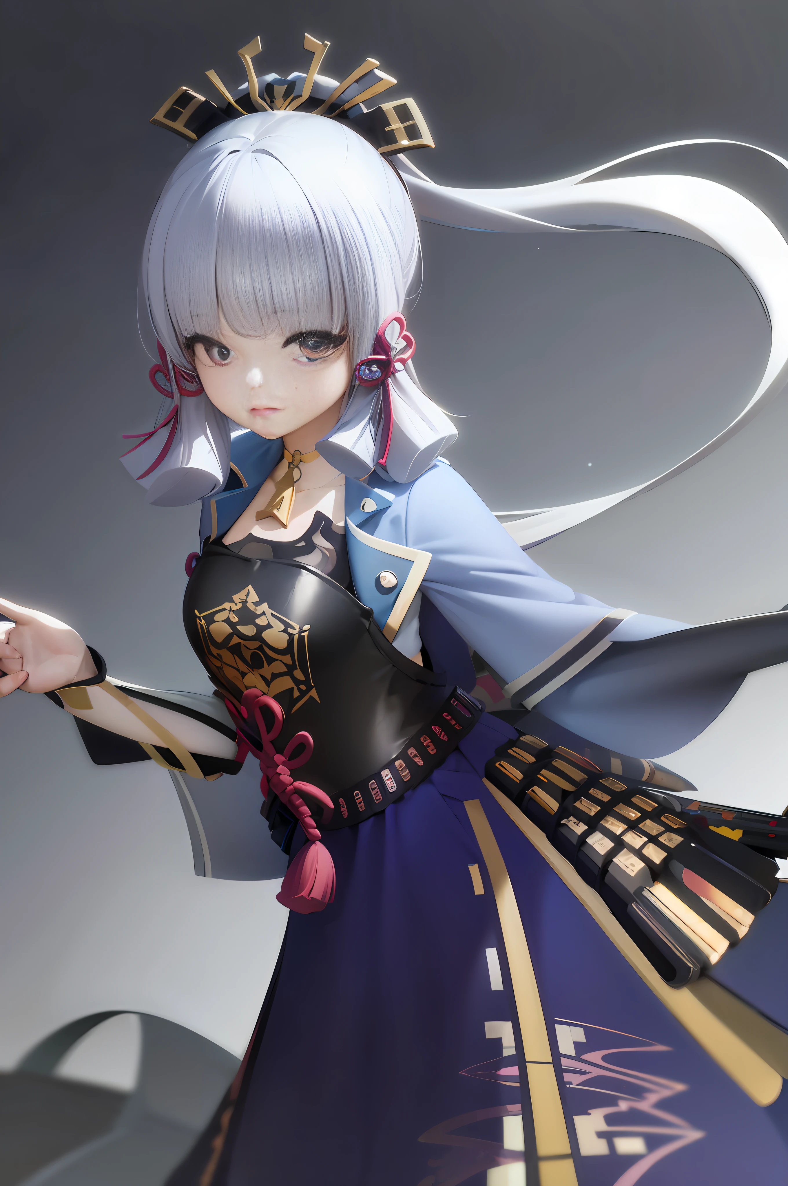 anime - style image of a woman in a blue dress holding a sword, render of a cute 3d anime girl, render of april, Smooth anime CG art, photorealistic anime girl rendering, render of mirabel madrigal, Fine details. Girl Front, Ayaka Genshin impact, Girls Frontline CG, high detailed official artwork, Rendu portrait 8k