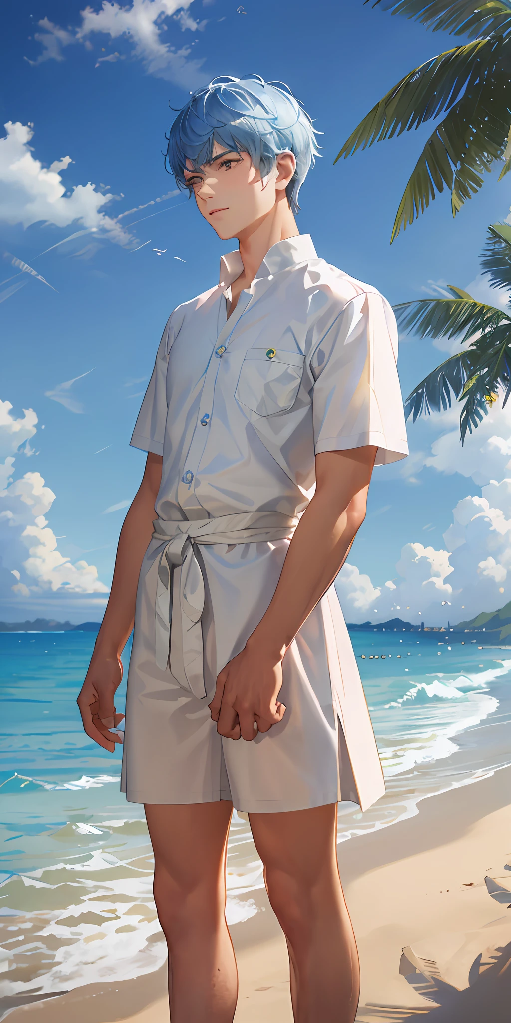 Man in white coat holding a calf,Animate,high qulity,A high resolution,