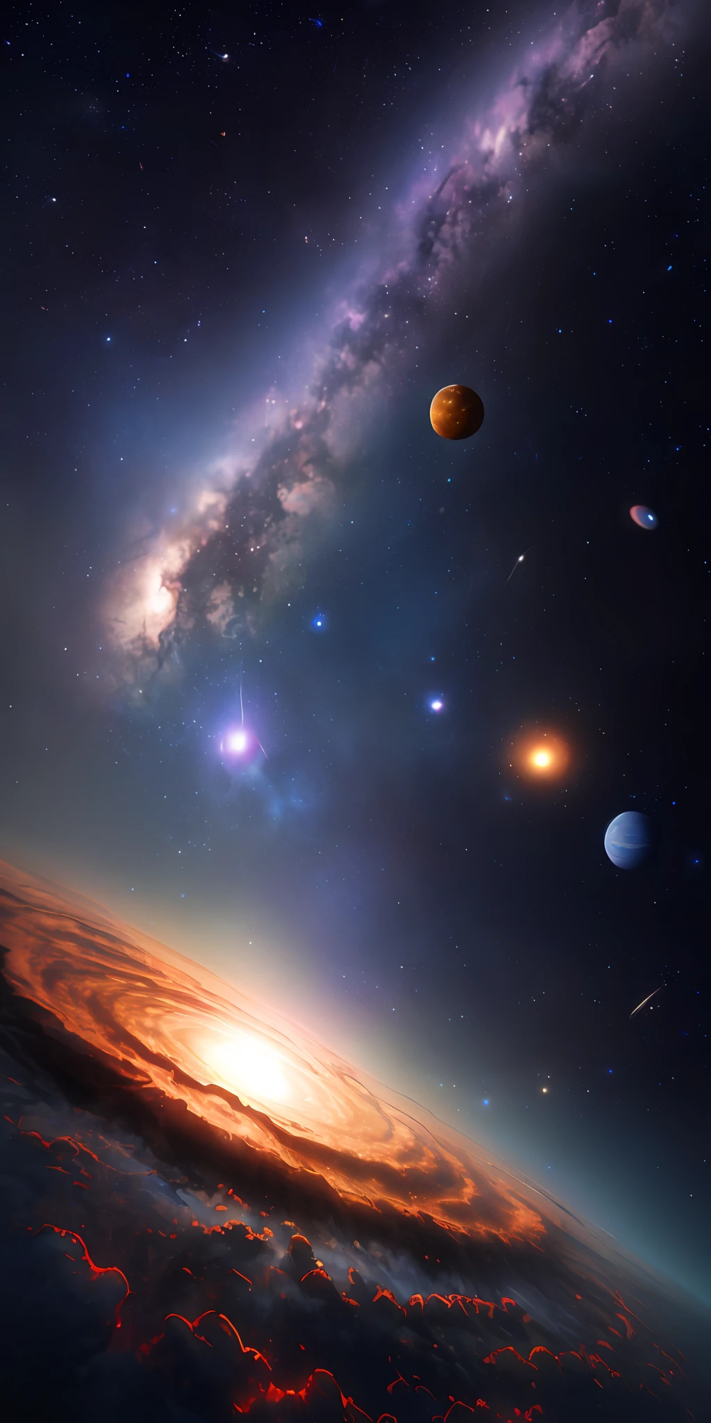 masterpiece, best quality, high quality, extremely detailed CG unity 8k wallpaper, Depth of Field, HDR,,Photorealistic,extremely detailed, Intricate, High Detail, universe, space, galaxy, stars, planets, astronomy, cosmos, celestial, nebula, black hole, solar system, cosmic rays, supernova, deep space, astronomical objects
