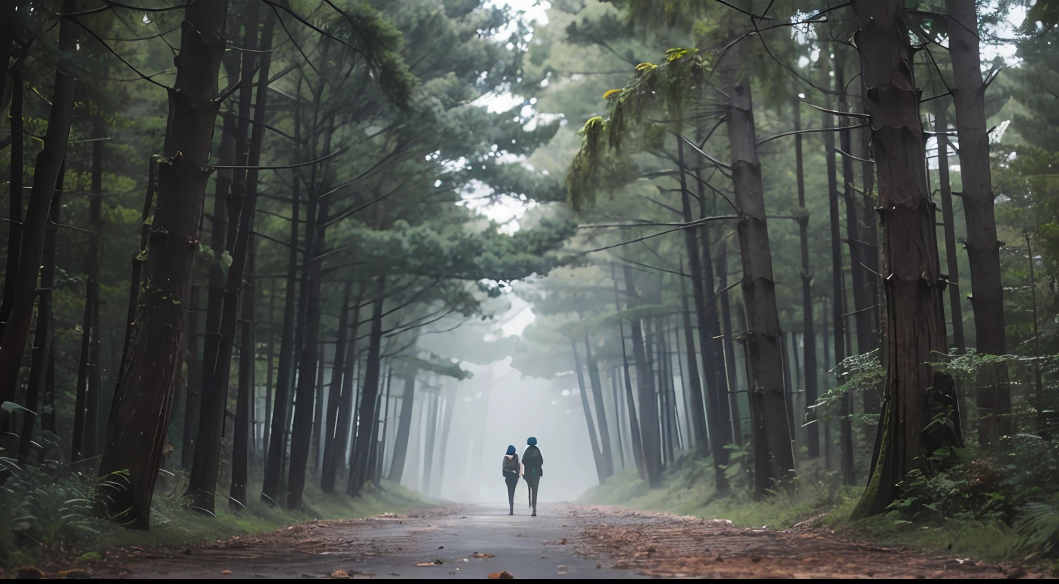 overcast day，ln the forest ，darkly