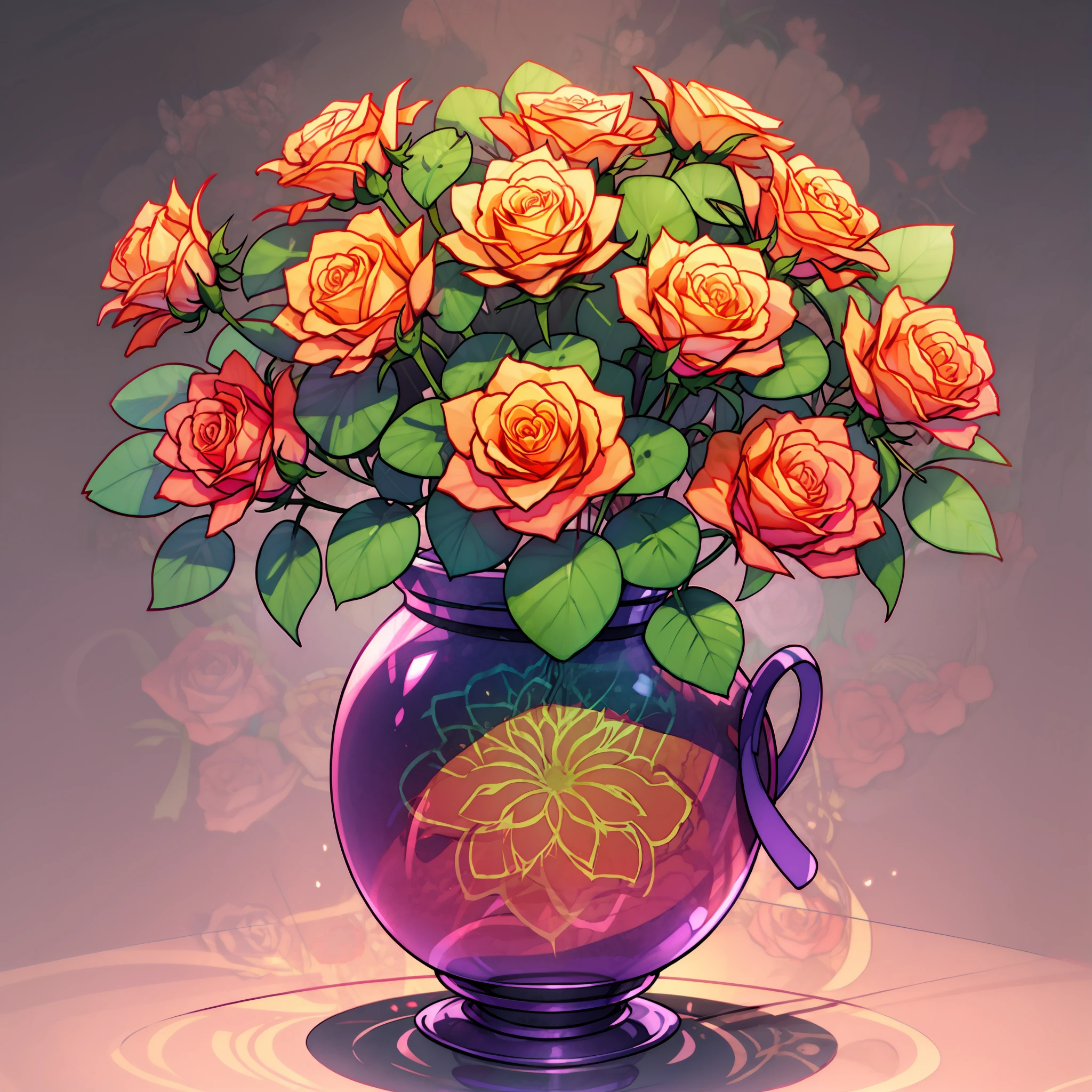 vase of creative roses
