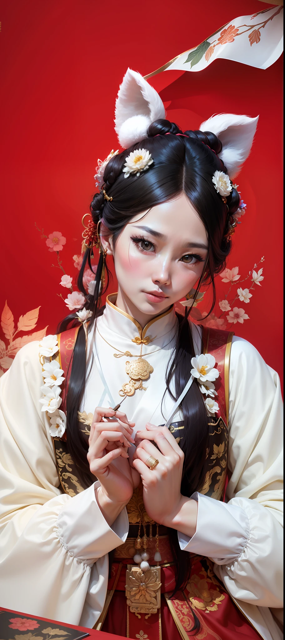 (tmasterpiece), Detailed to the extreme, A high resolution, China-style,Historical costumes,Chinese cultural customs, white hanfu, China Princess,Guo Xi&Lan Ying&Dai Xi's source of inspiration, Fantasy beauty, Comic style。