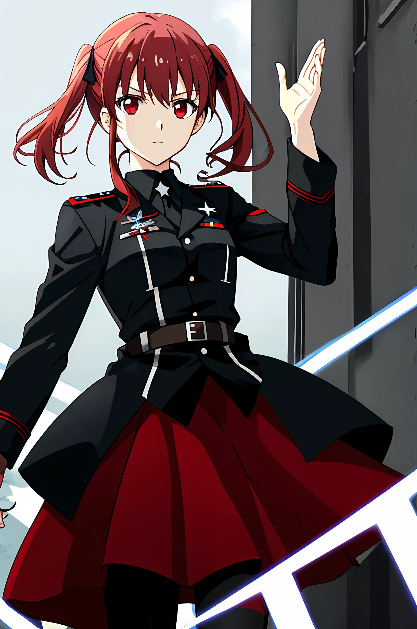 Nazi,Germany,German-style military uniform,Demon anime,Female protagonist,luminous red eyes,thedemongirl,anime style like fate/stay night