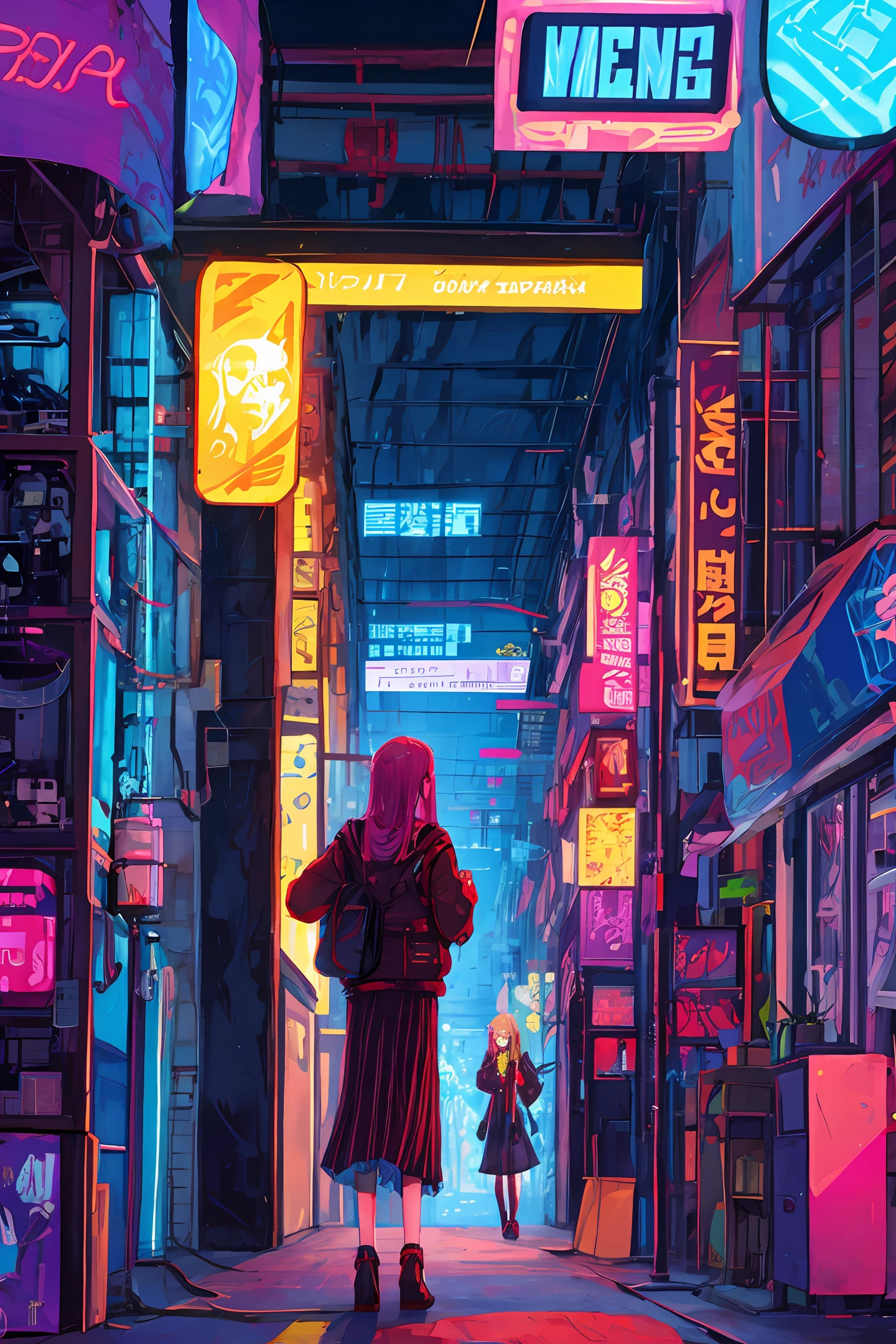 Fine Mechanical Girls Cyberpunk Sleep Neon Lights Rape