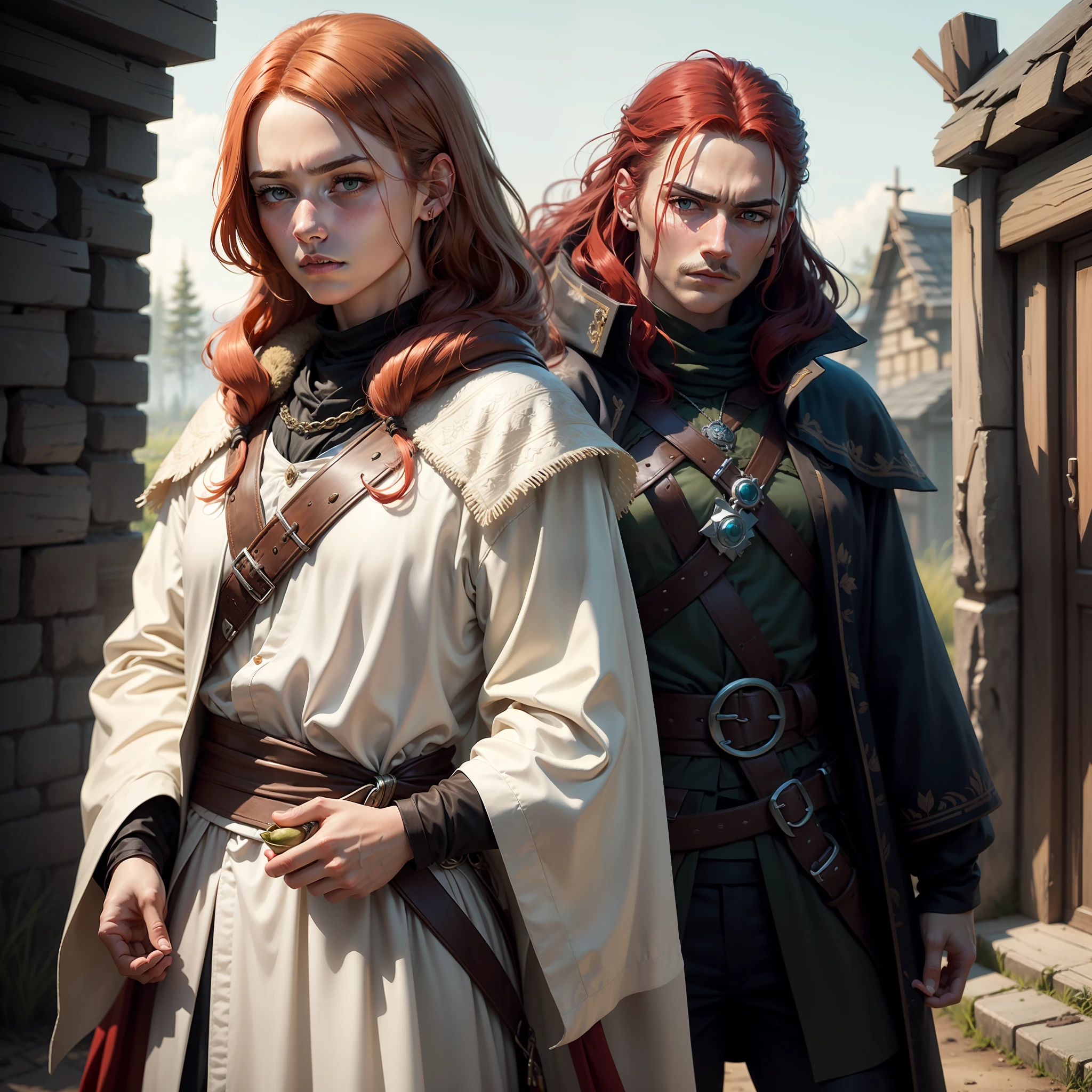 whaite hair,a horsetail,Red hair ends,Redcoat,White robe,youth,the witcher,Vacated,sad --auto