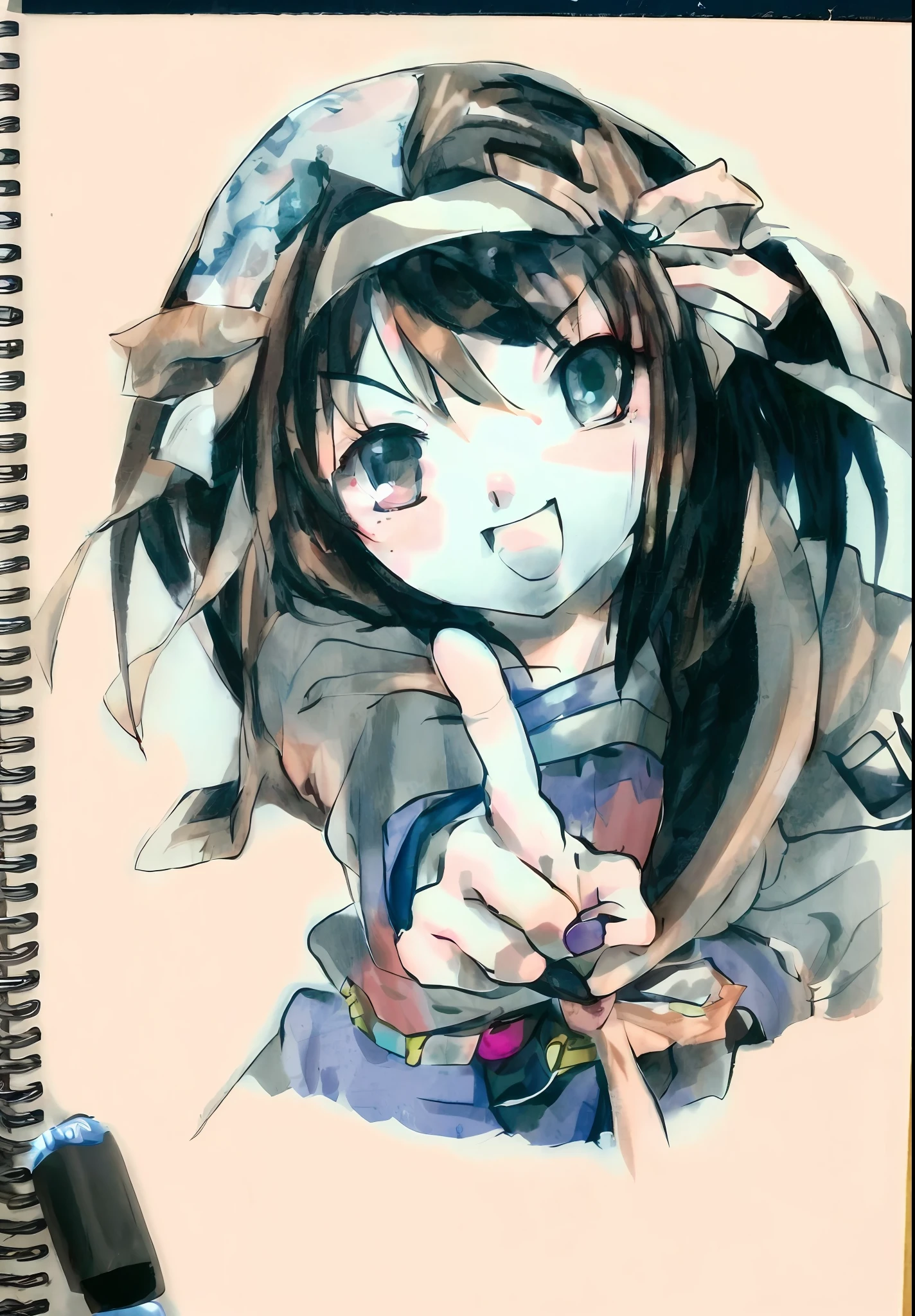 a drawing,A long-haired girl pointed to something, Anime Paintings, an anime drawing, anime sketch, comic drawing, manga drawing, anime style drawing, japanese anime artist drawn, with index finger, anime shading, pencil and ink manga drawing, pencil and ink manga, anime style artwork, Trending anime art, anime pose, animemanga girl, An anime girl