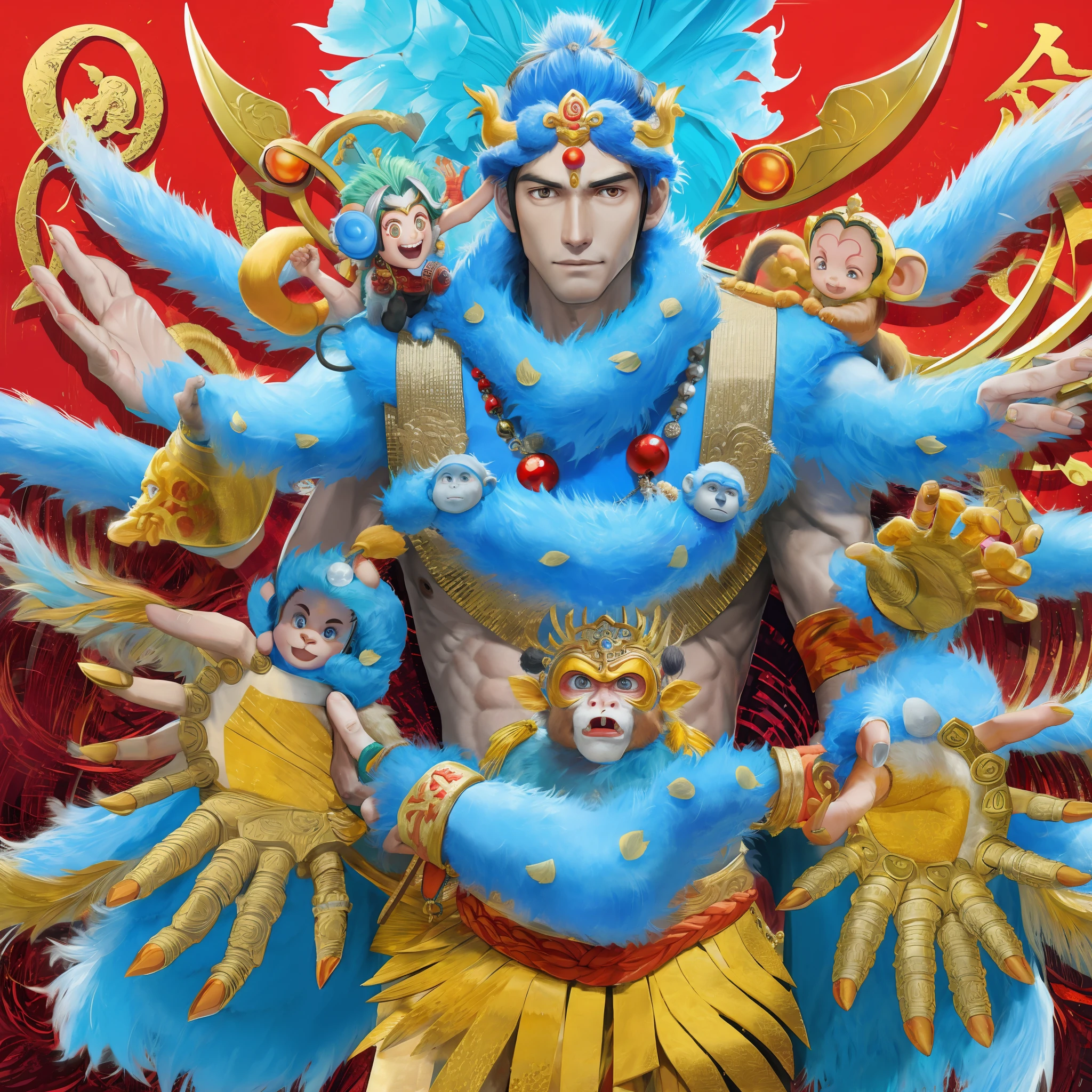 Monkey King with six hands