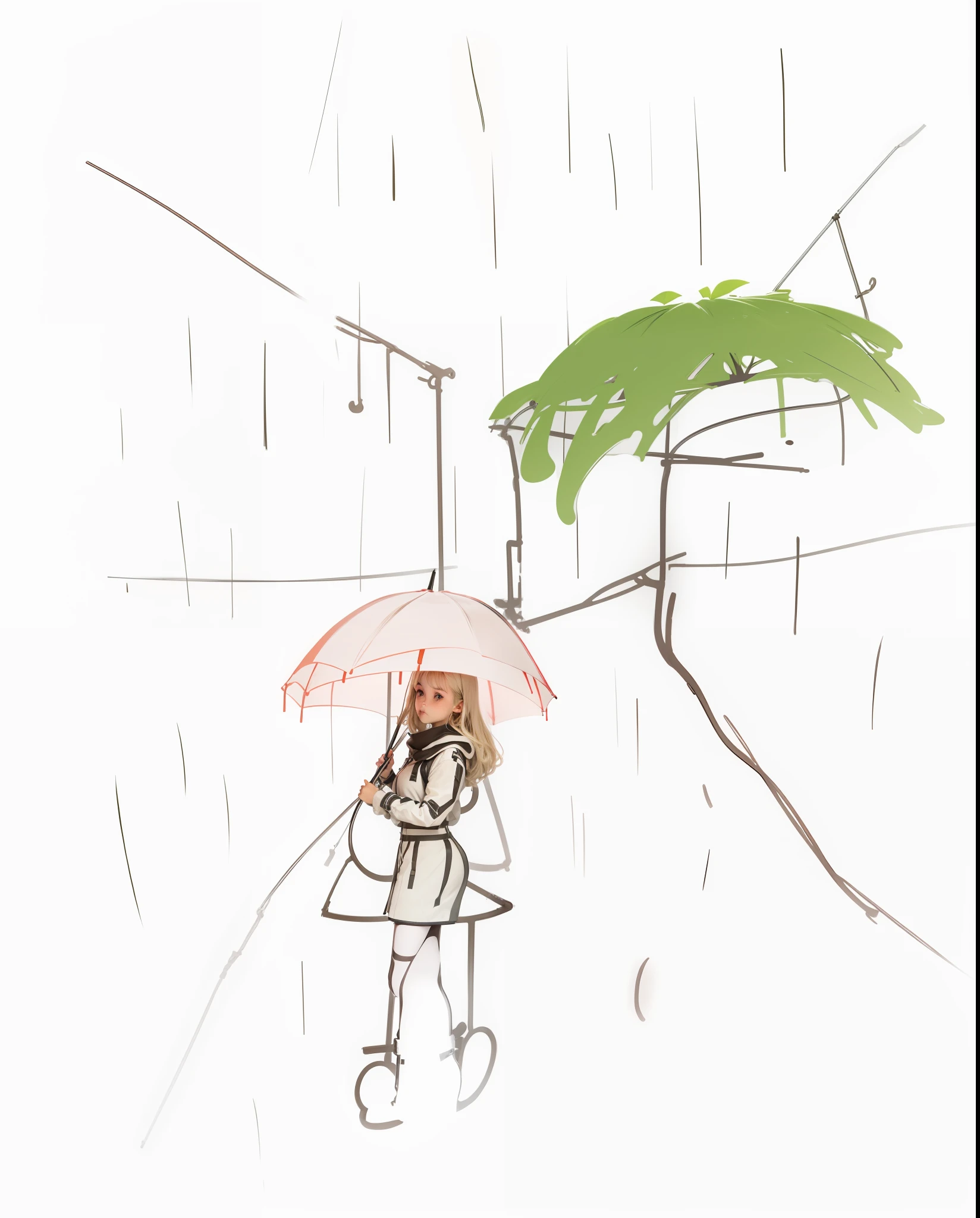 The girl holding the umbrella