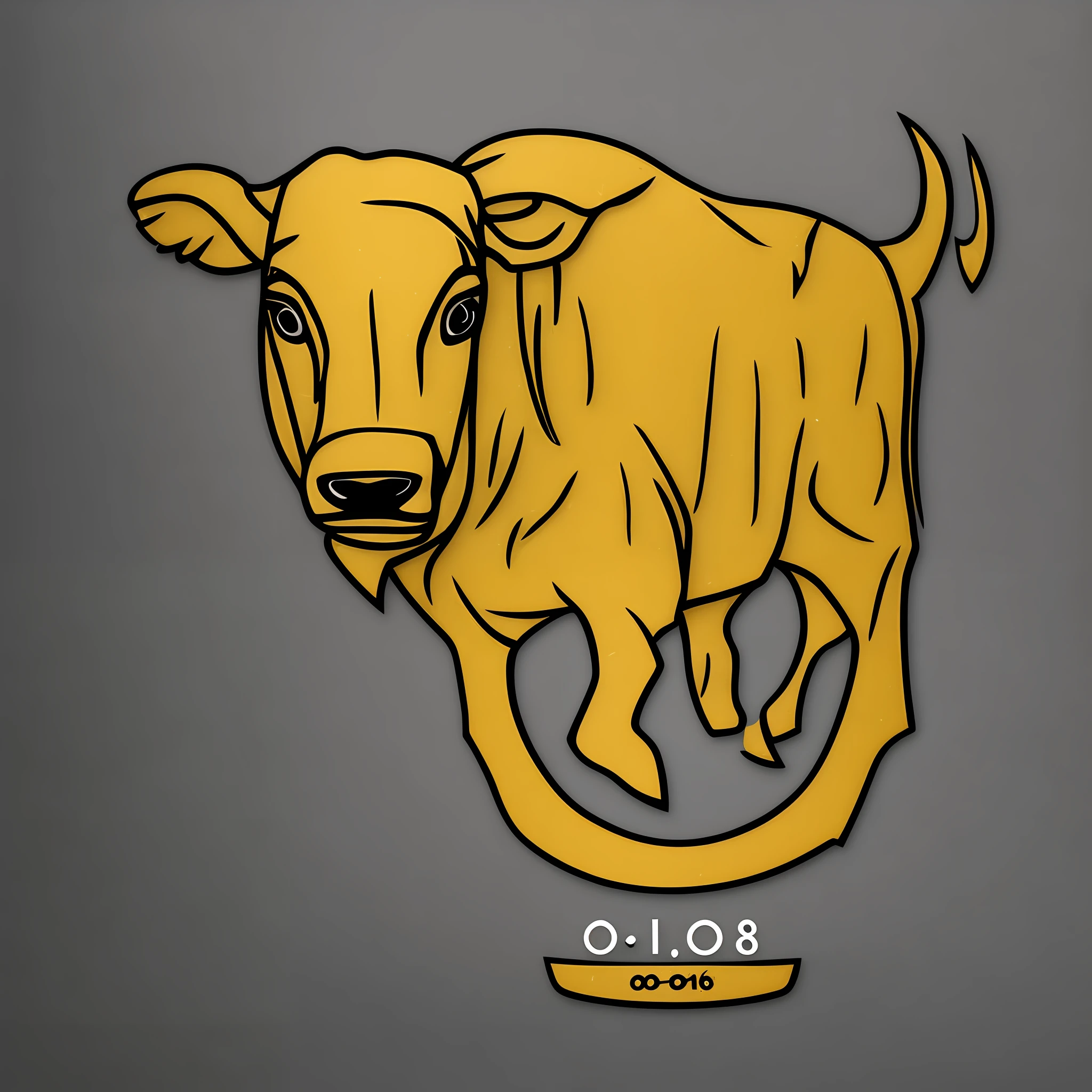 O logo,anthro bull,Line art logo,black colors,golden colored,Minimum and solid background — v 5