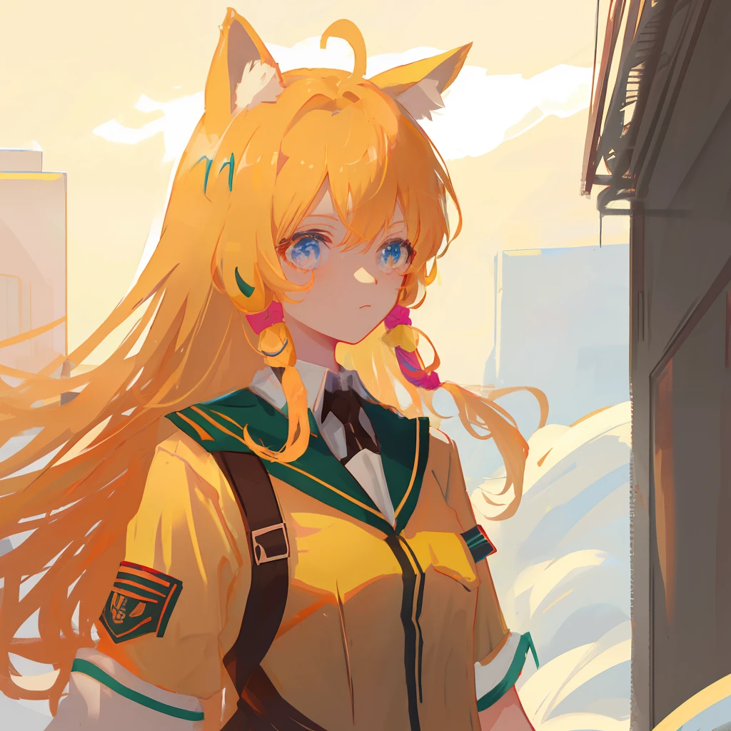 animal ears upper body uniform anime female