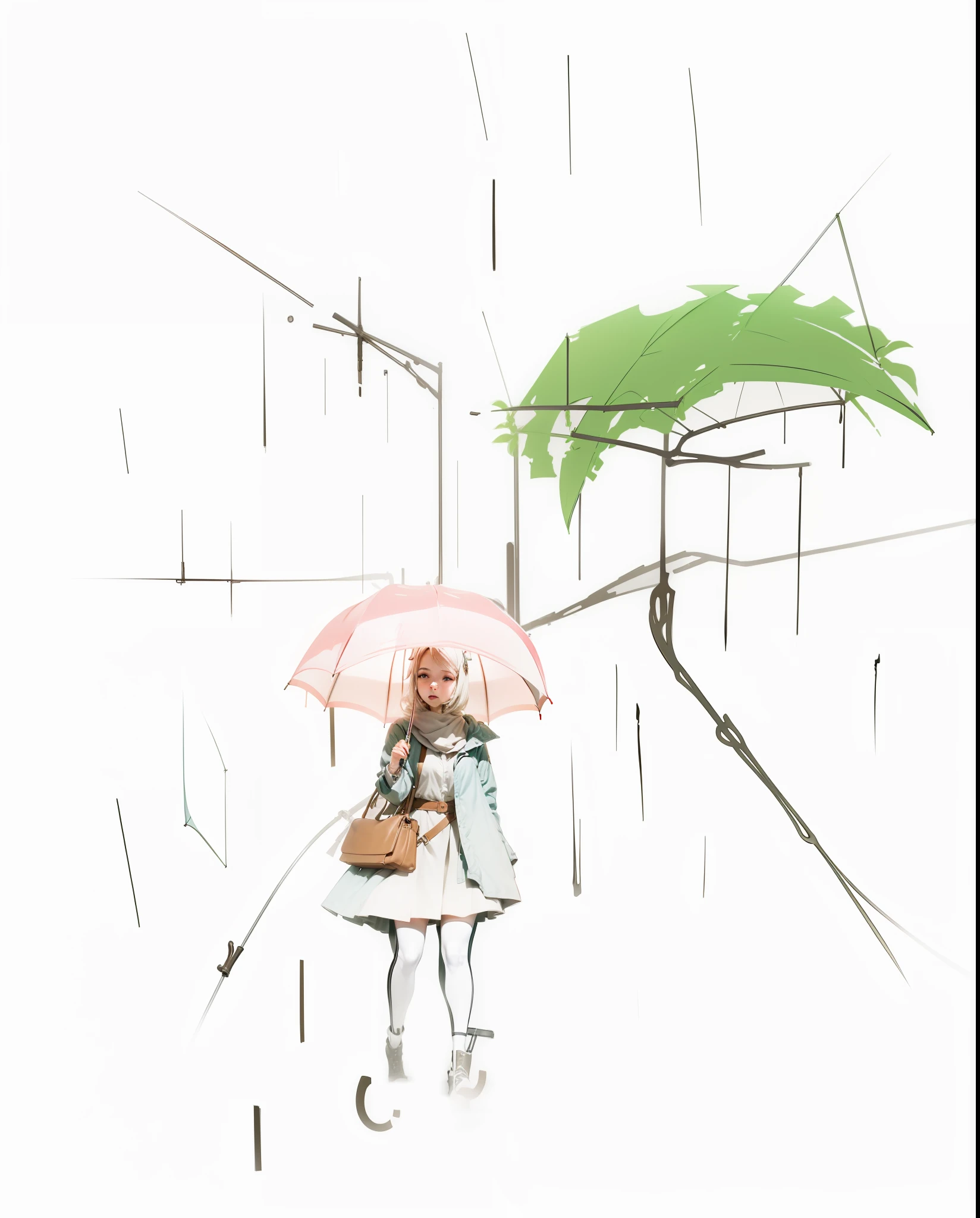 The girl holding the umbrella