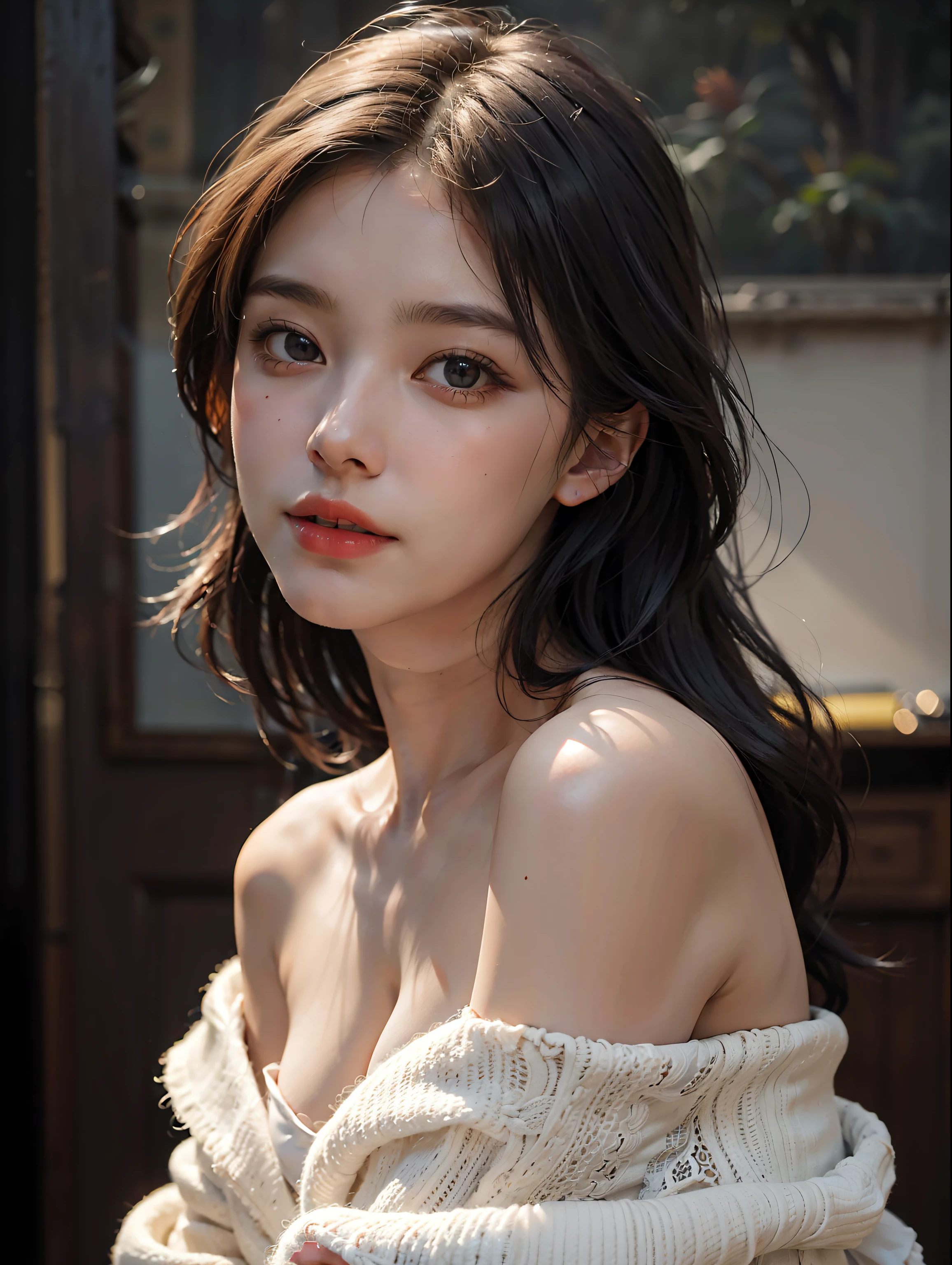 1girl, offshoulder, smile, cute, waist up
best quality, masterpiece, (photorealistic:1.4)
