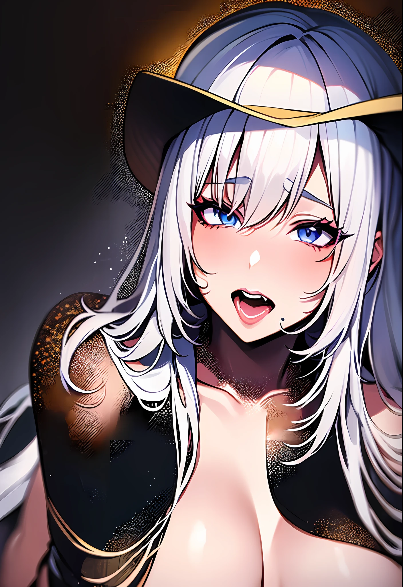 The white-haired woman ate the man's genitals with relish