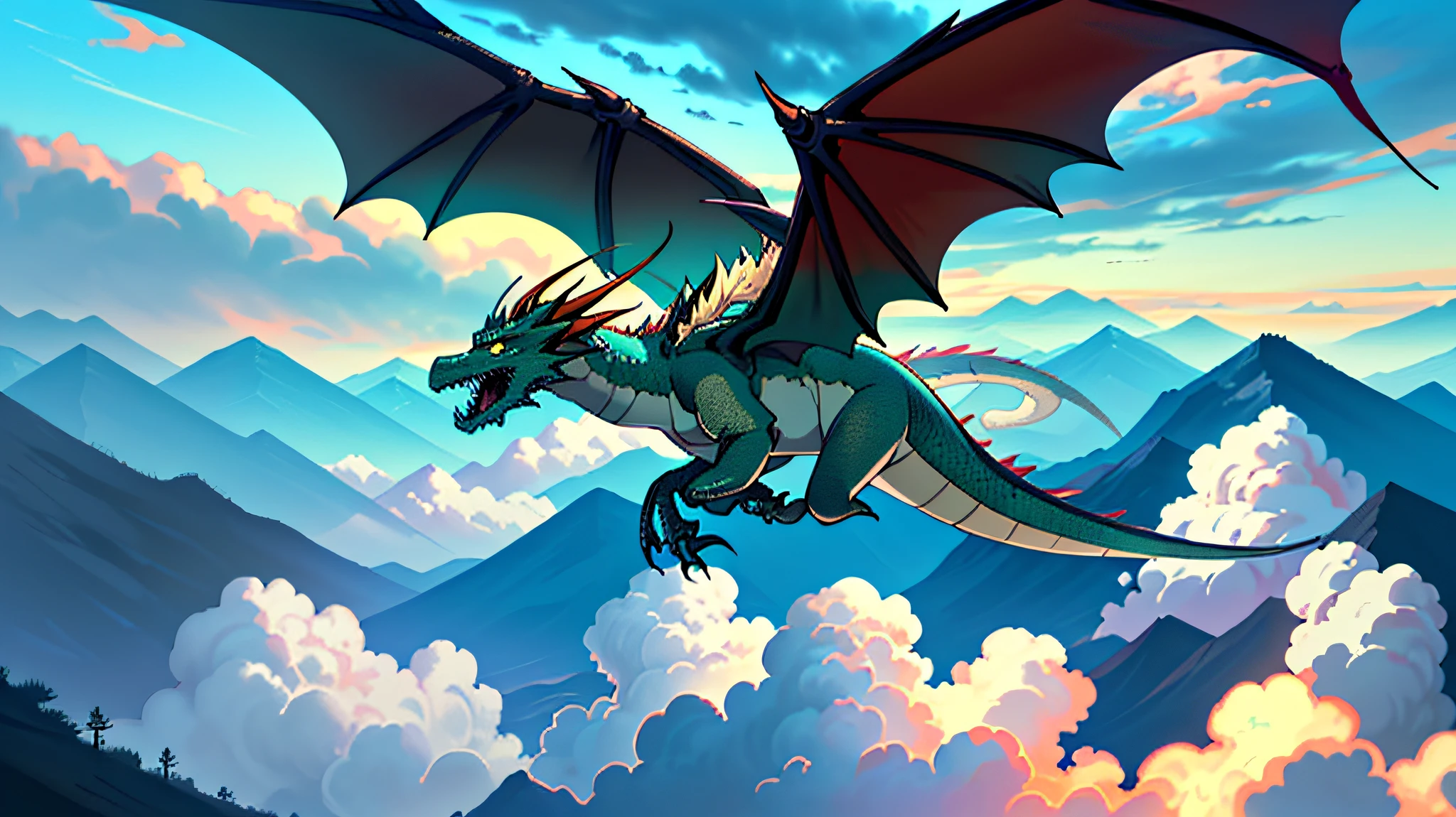 A dragon flies over a mountain with a river, D&d commision art dragon, Legendary Dragon, epic dragon, blue scaly dragon, Dragon Art, Blue dragon, anthro dragon art, colossal dragon as background, wyvern, anthropomorphic dragon, epic full color illustration, european dragon, Dragon Flying, Dragon, dra the dragon, Frost Dragon