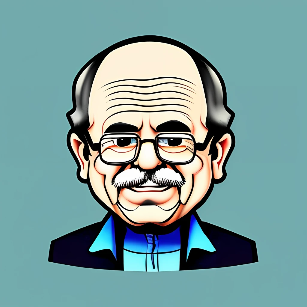 Caricatures cartoon grandfather hair is wavy, whole body picture