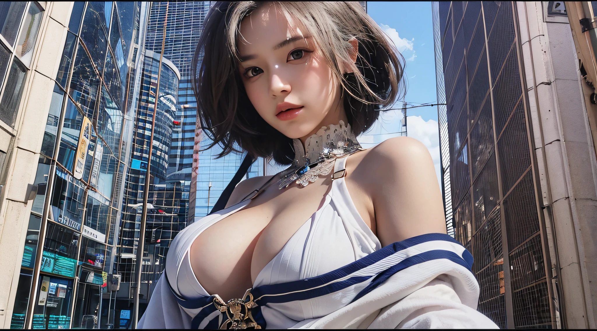 exposed bare shoulders,nedium breasts,Cool handsome,aethereal,hiyao miyazaki